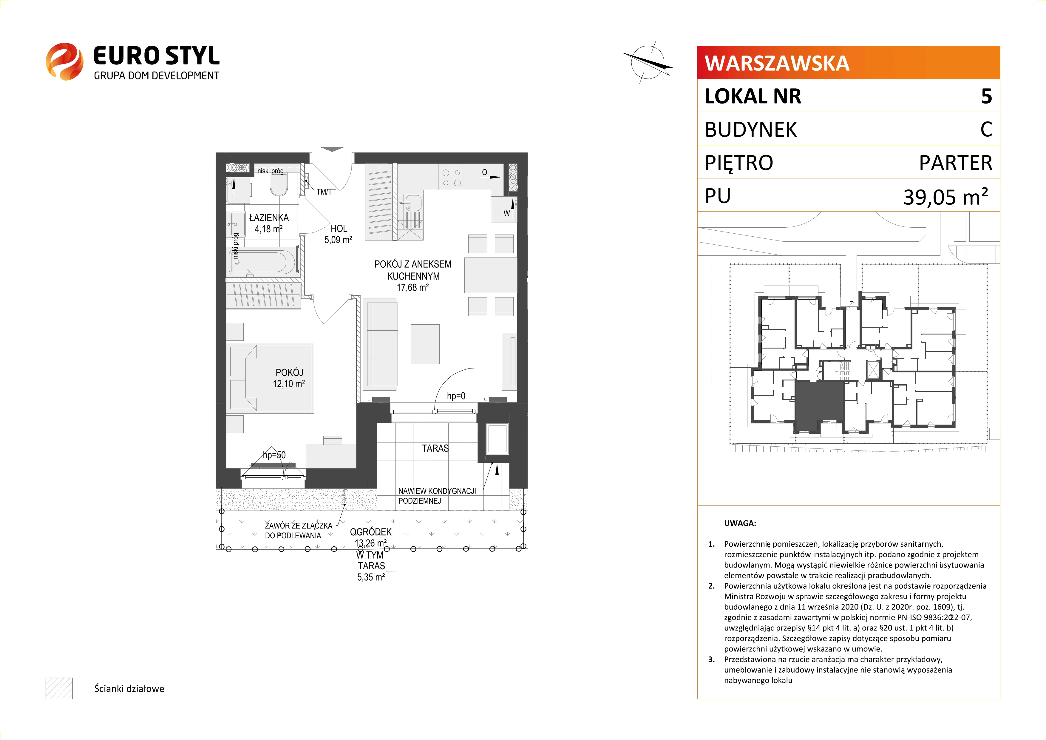 2 pokoje, mieszkanie 39,05 m², parter, oferta nr C/5, Osiedle Warszawska - etap II, Gdańsk, Ujeścisko-Łostowice, Ujeścisko, ul. Warszawska