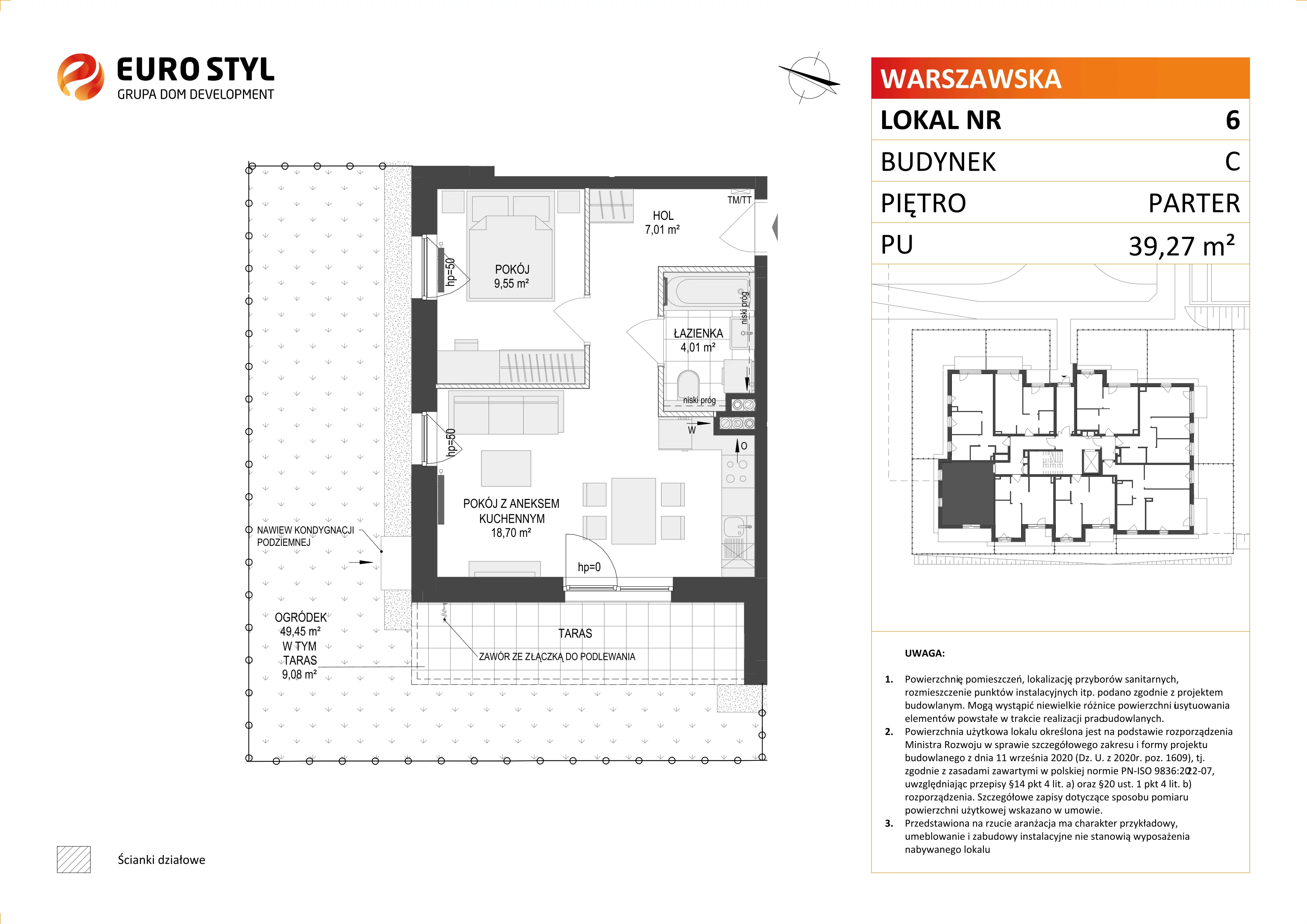 2 pokoje, mieszkanie 39,27 m², parter, oferta nr C/6, Osiedle Warszawska - etap II, Gdańsk, Ujeścisko-Łostowice, Ujeścisko, ul. Warszawska