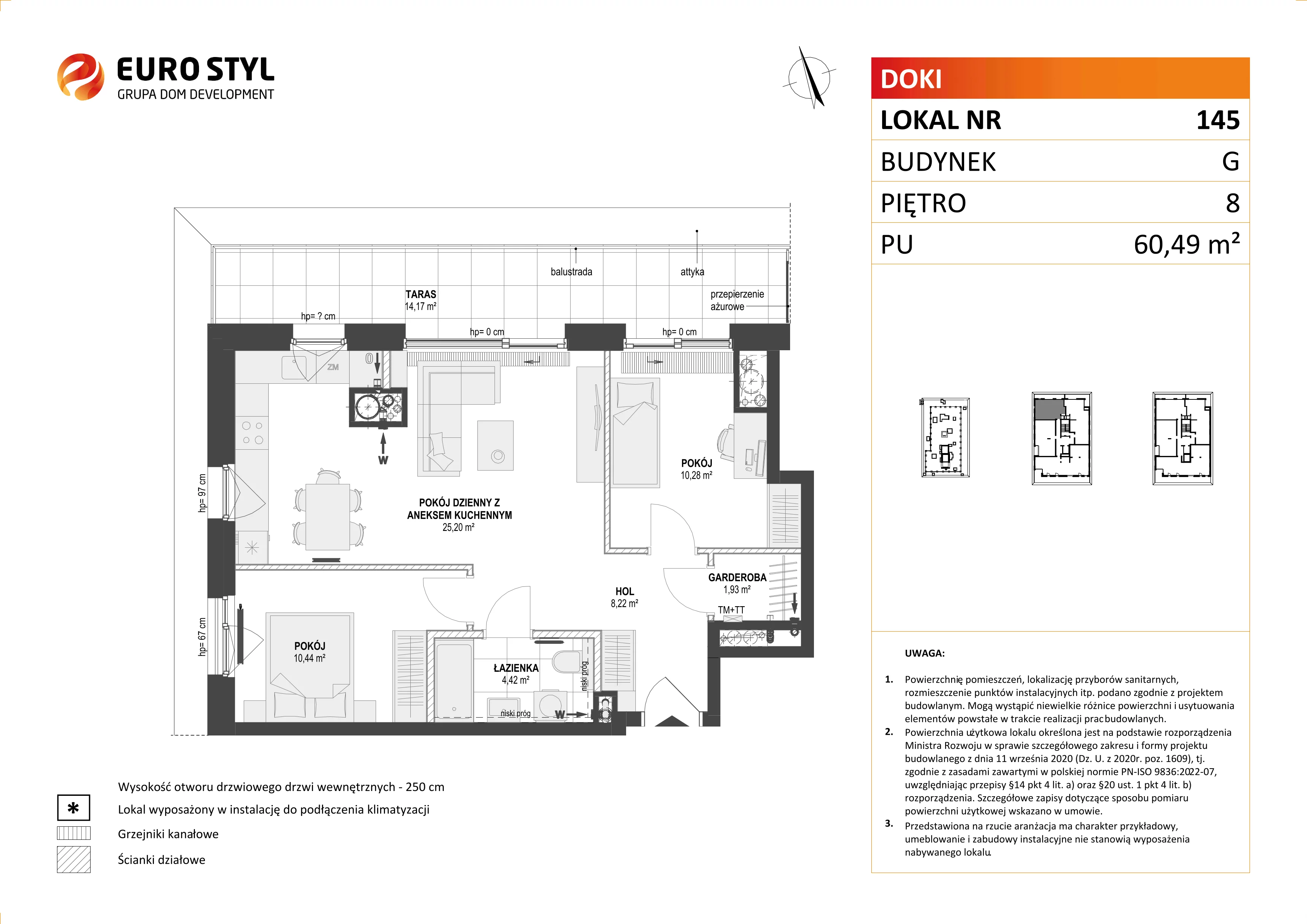 Mieszkanie 60,49 m², piętro 8, oferta nr G/145, DOKI Living - etap II, Gdańsk, Śródmieście, ul. Aleja Doki