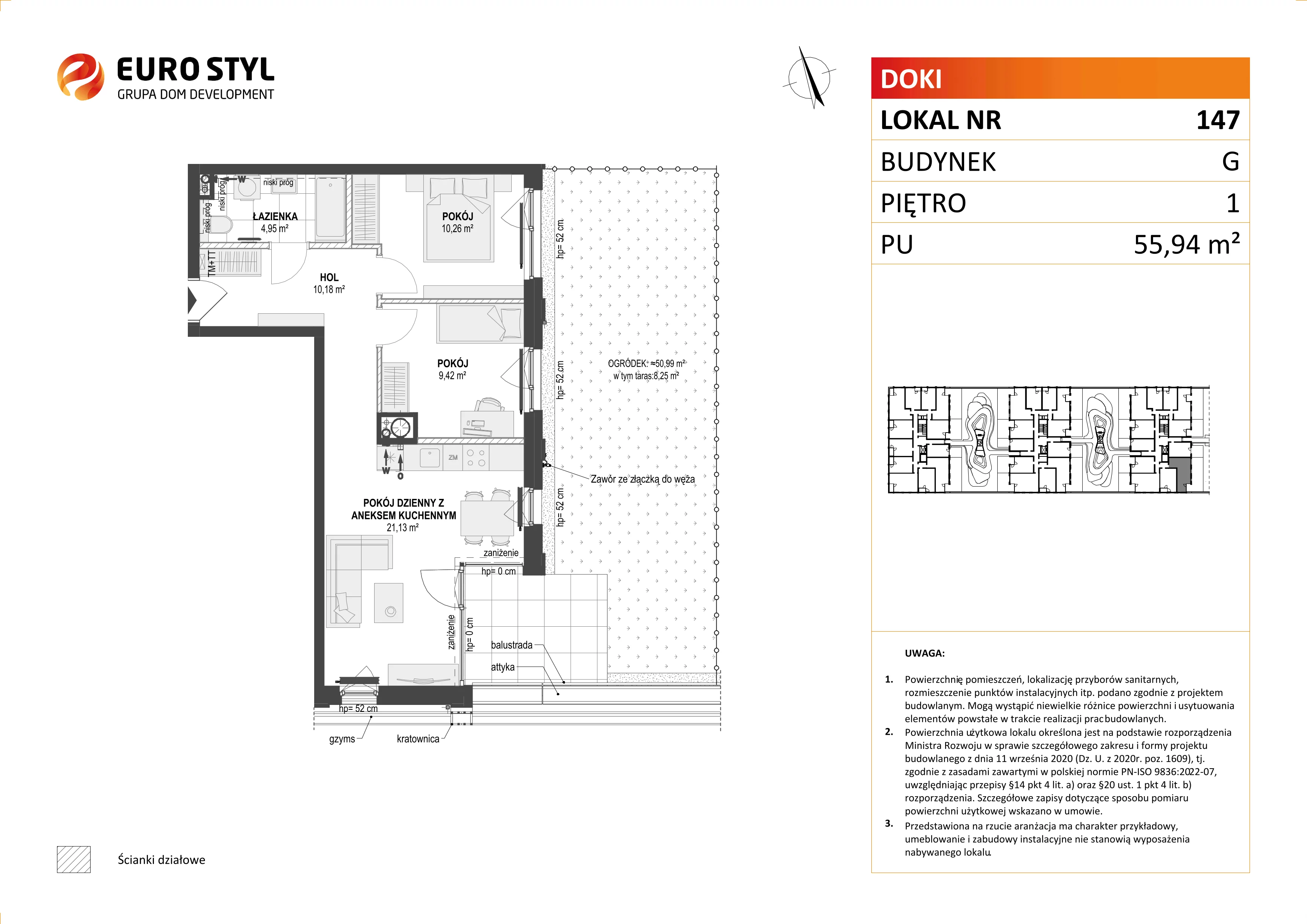 Mieszkanie 55,94 m², piętro 1, oferta nr G/147, DOKI Living - etap II, Gdańsk, Śródmieście, ul. Aleja Doki