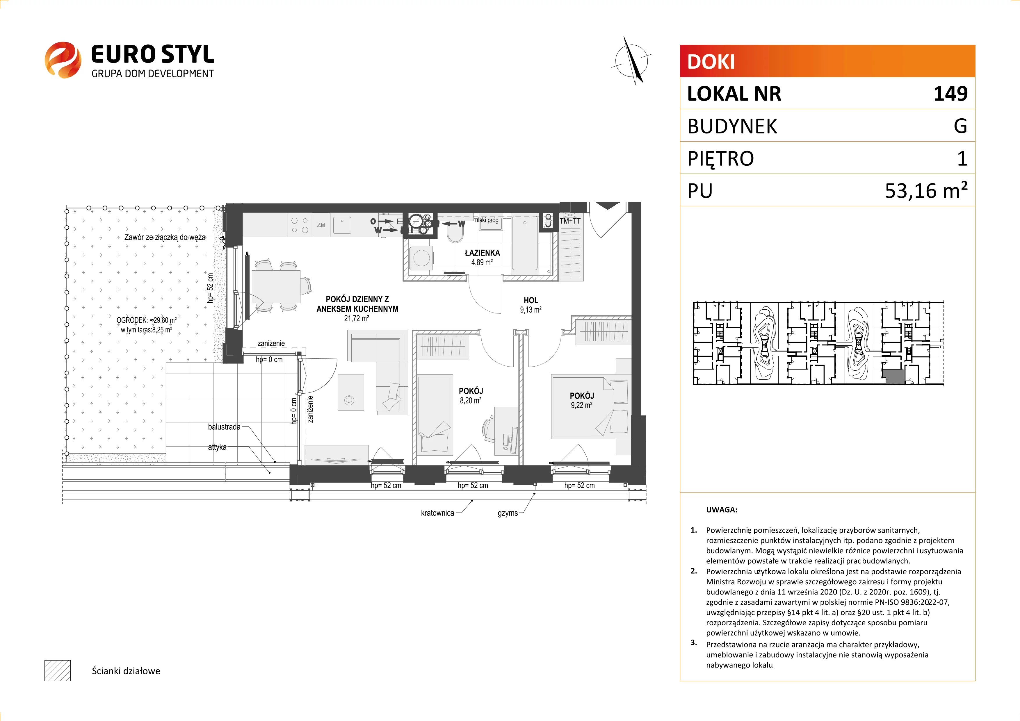 Mieszkanie 53,16 m², piętro 1, oferta nr G/149, DOKI Living - etap II, Gdańsk, Śródmieście, ul. Aleja Doki