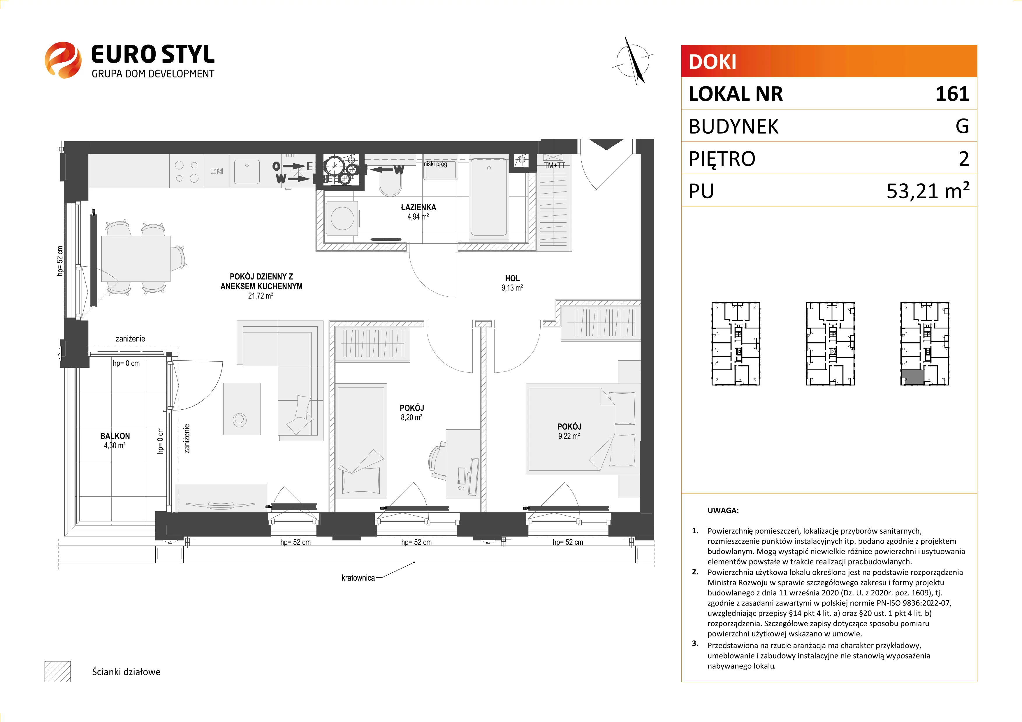 Mieszkanie 53,21 m², piętro 2, oferta nr G/161, DOKI Living - etap II, Gdańsk, Śródmieście, ul. Aleja Doki