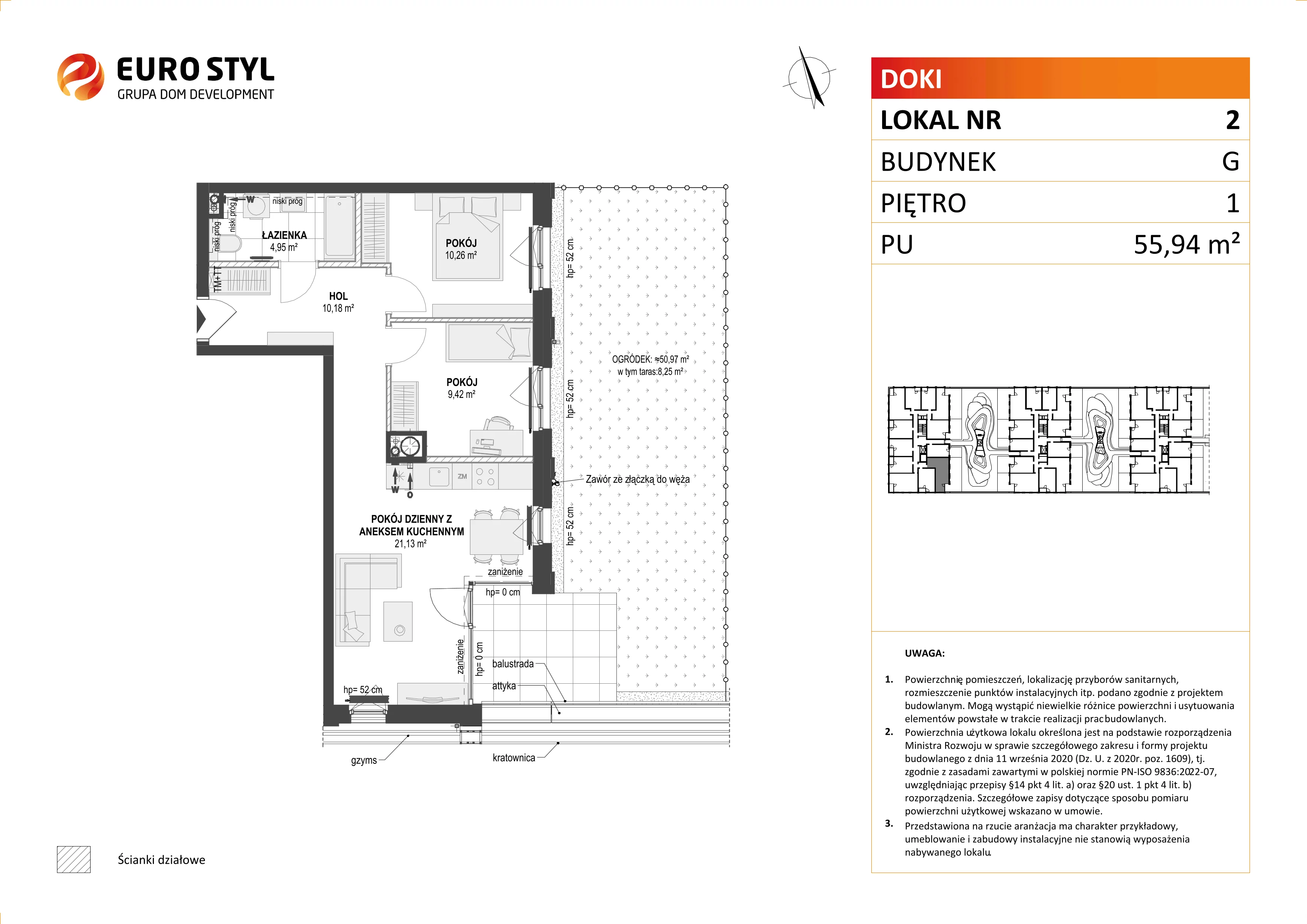 Mieszkanie 55,94 m², piętro 1, oferta nr G/2, DOKI Living - etap II, Gdańsk, Śródmieście, ul. Aleja Doki