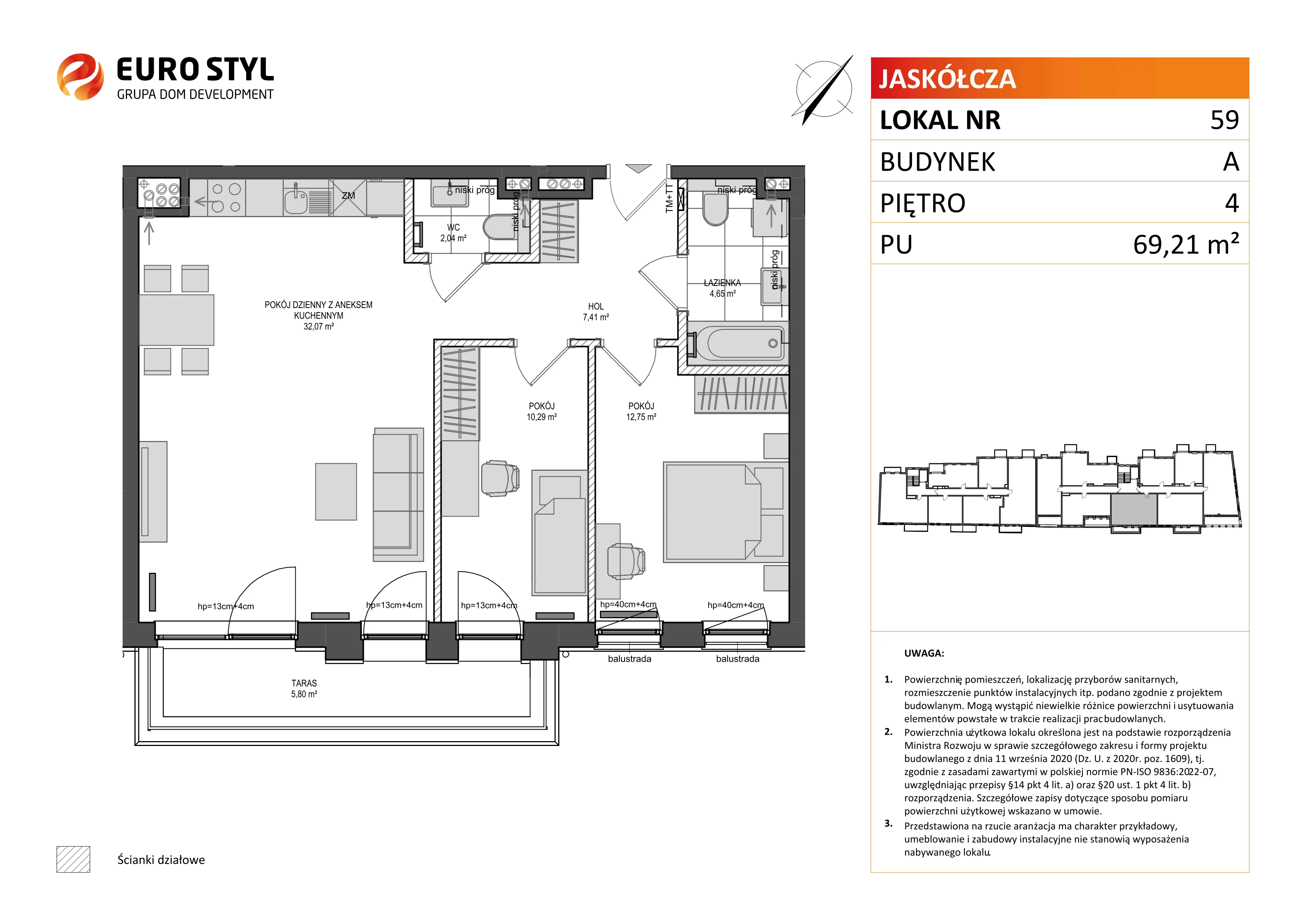 Mieszkanie 69,21 m², piętro 4, oferta nr A/59, Jaskółcza, Gdańsk, Śródmieście, Dolne Miasto, ul. Jaskółcza