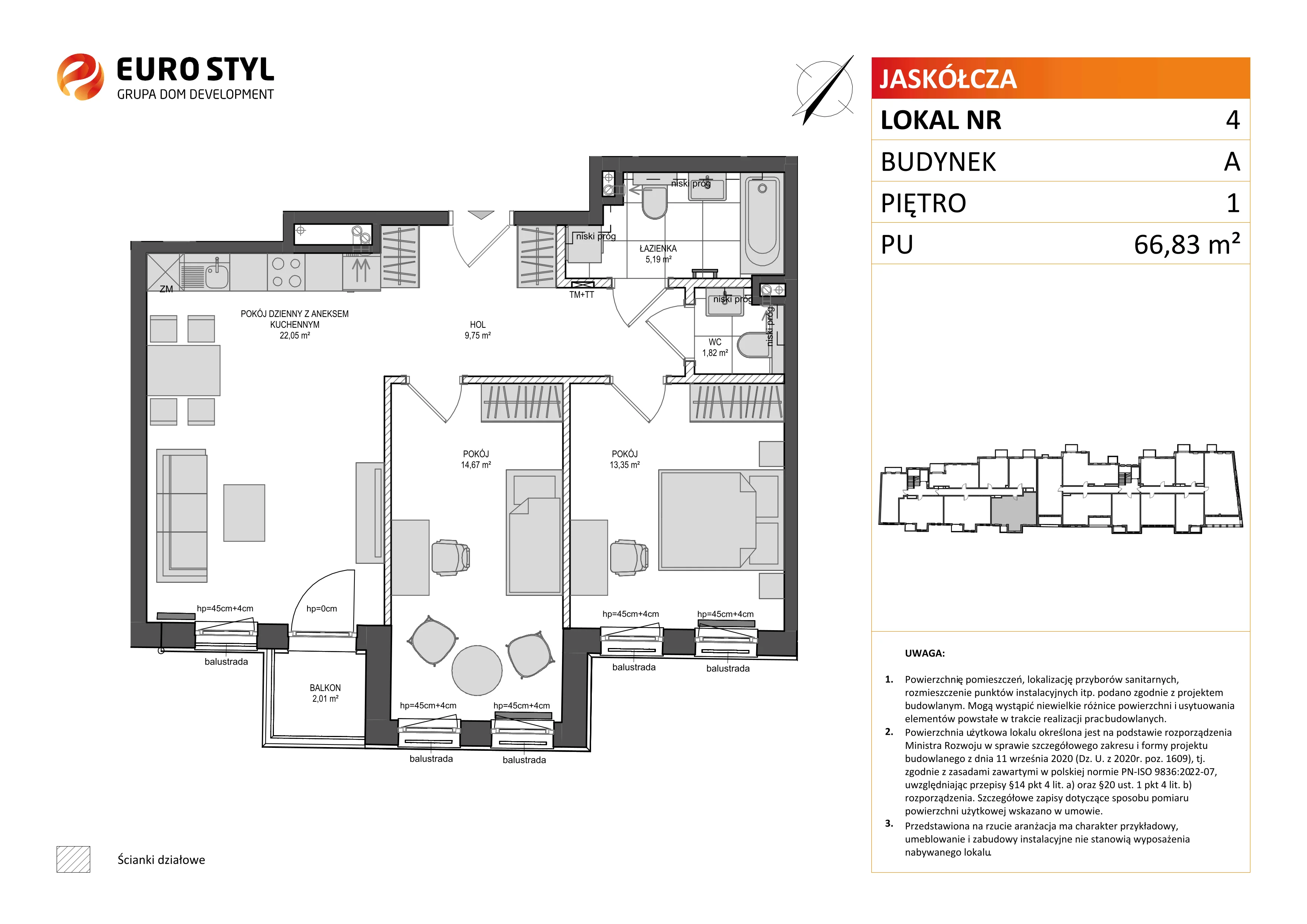 3 pokoje, mieszkanie 66,83 m², piętro 1, oferta nr A/4, Jaskółcza, Gdańsk, Śródmieście, Dolne Miasto, ul. Jaskółcza