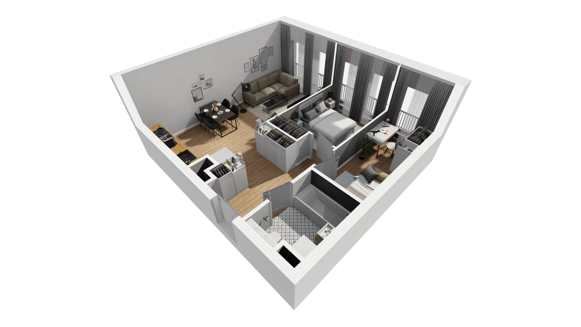 3 pokoje, mieszkanie 51,79 m², piętro 1, oferta nr A/32, Jaskółcza, Gdańsk, Śródmieście, Dolne Miasto, ul. Jaskółcza