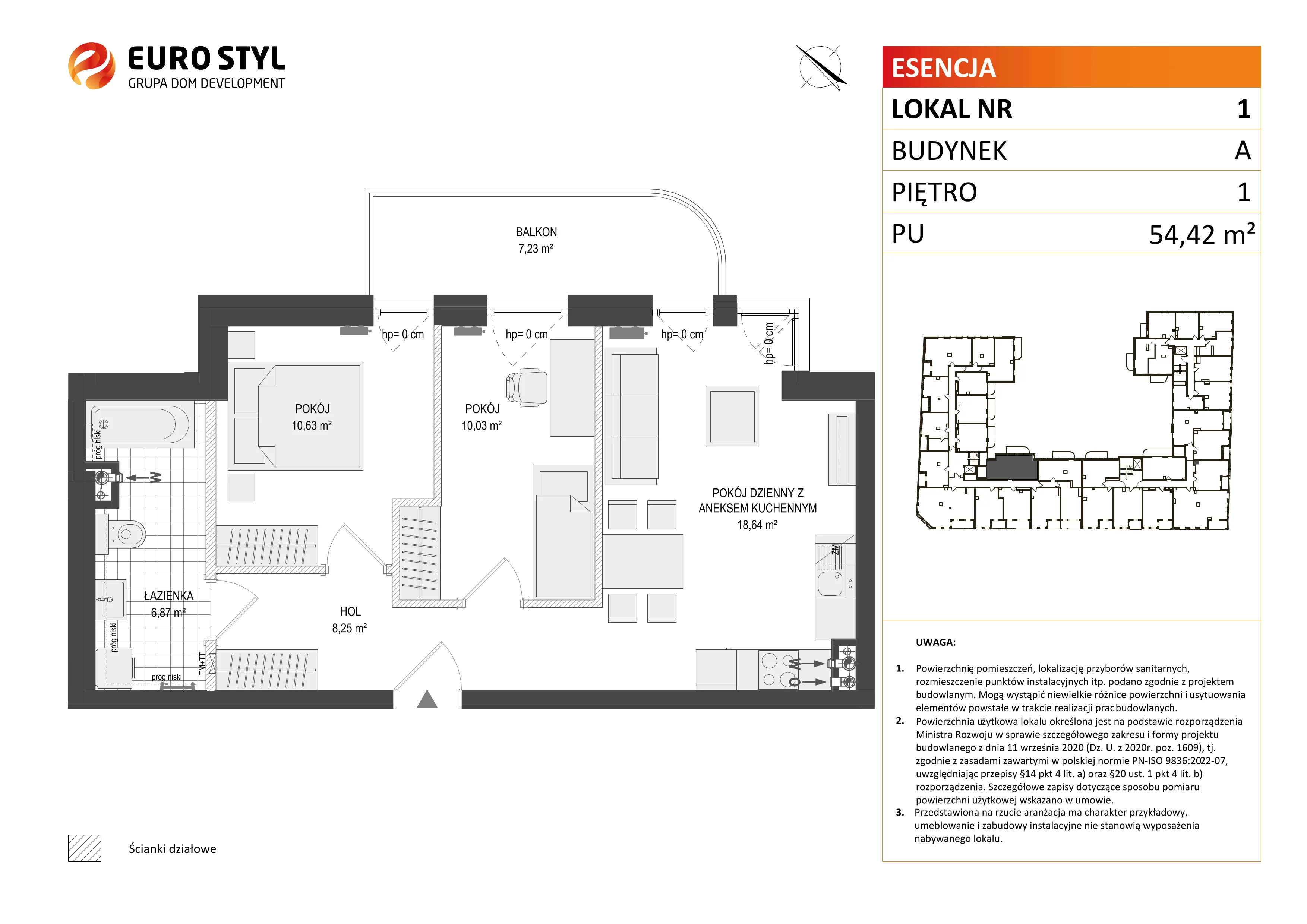 3 pokoje, mieszkanie 54,42 m², piętro 1, oferta nr A/1, Esencja, Gdańsk, Śródmieście, Dolne Miasto, ul. Kamienna Grobla / Jałmużnicza