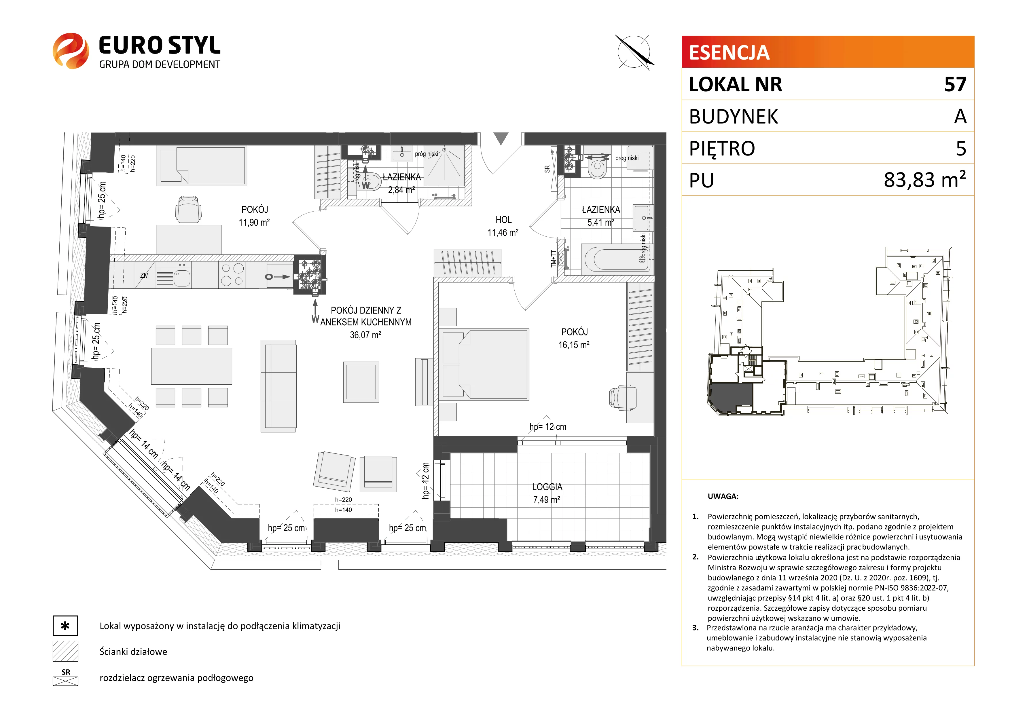 3 pokoje, mieszkanie 83,83 m², piętro 5, oferta nr A/57, Esencja, Gdańsk, Śródmieście, Dolne Miasto, ul. Kamienna Grobla / Jałmużnicza