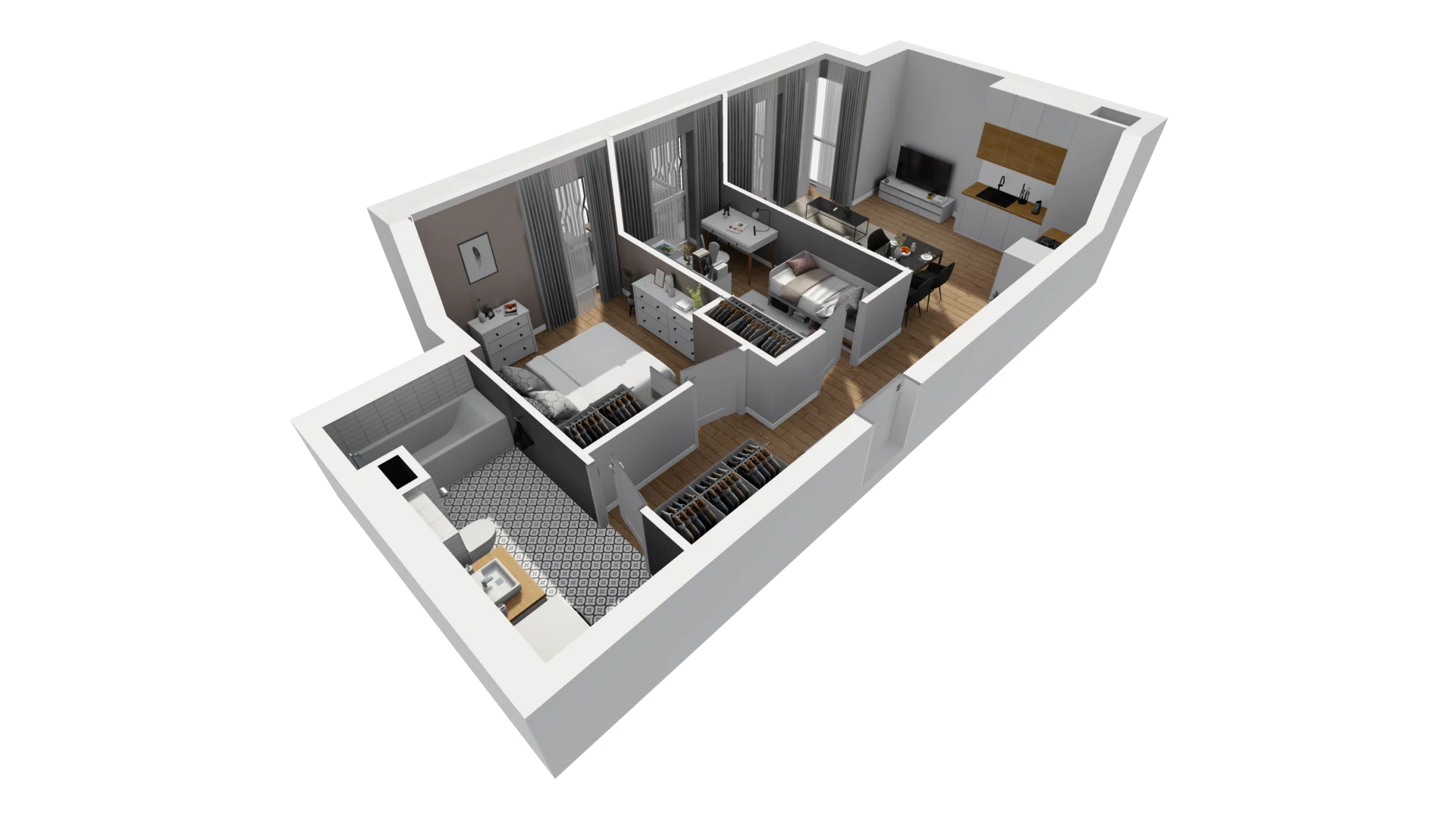 3 pokoje, mieszkanie 54,24 m², piętro 2, oferta nr A/15, Esencja, Gdańsk, Śródmieście, Dolne Miasto, ul. Kamienna Grobla / Jałmużnicza