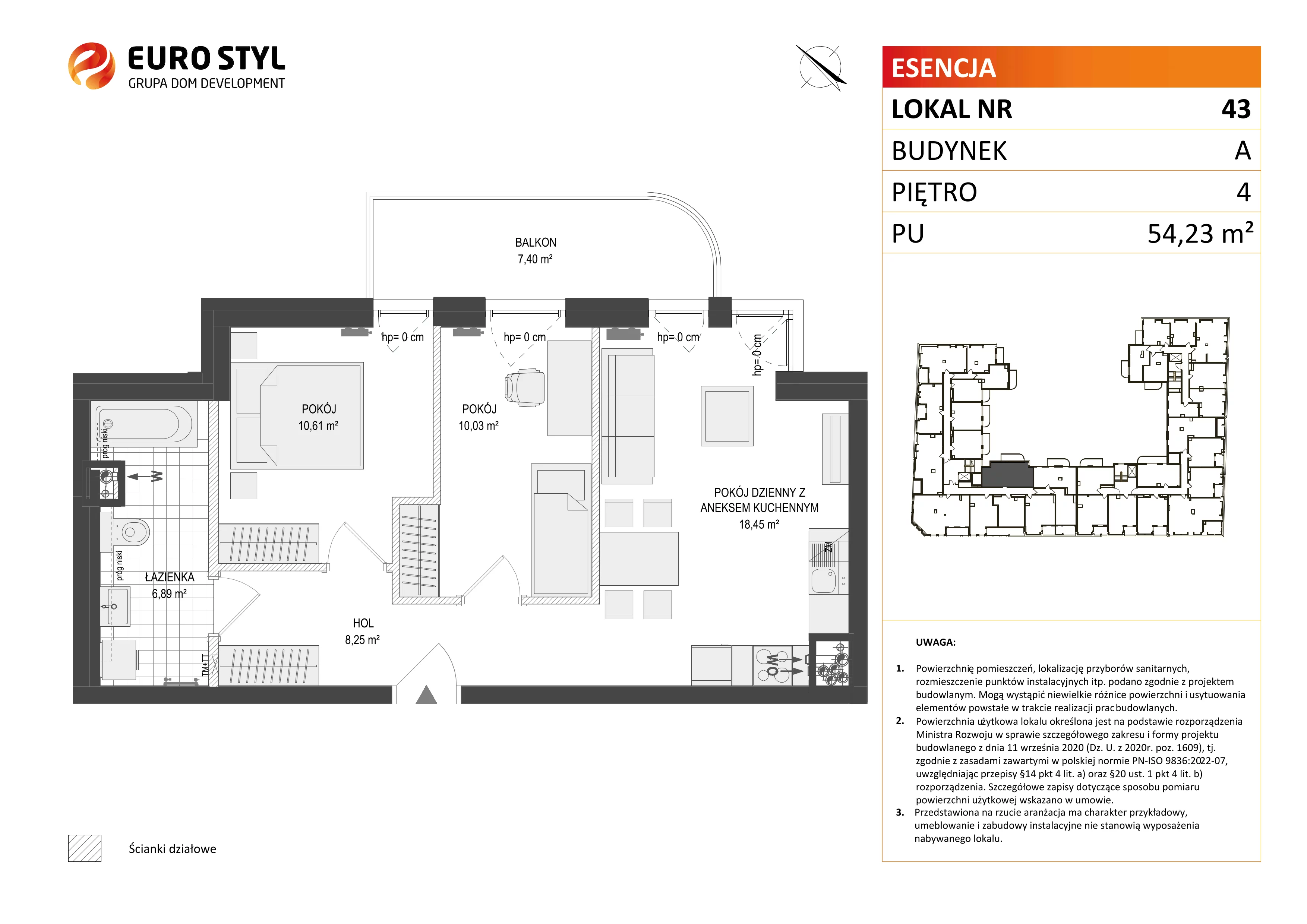 3 pokoje, mieszkanie 54,23 m², piętro 4, oferta nr A/43, Esencja, Gdańsk, Śródmieście, Dolne Miasto, ul. Kamienna Grobla / Jałmużnicza