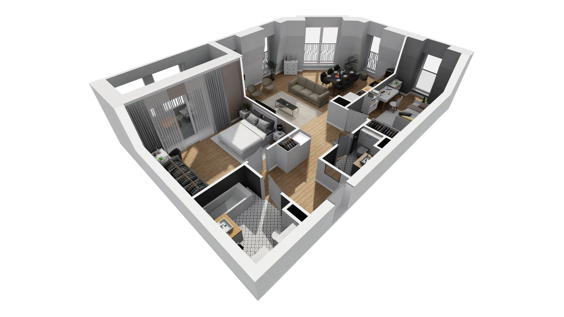 3 pokoje, mieszkanie 83,83 m², piętro 5, oferta nr A/57, Esencja, Gdańsk, Śródmieście, Dolne Miasto, ul. Kamienna Grobla / Jałmużnicza