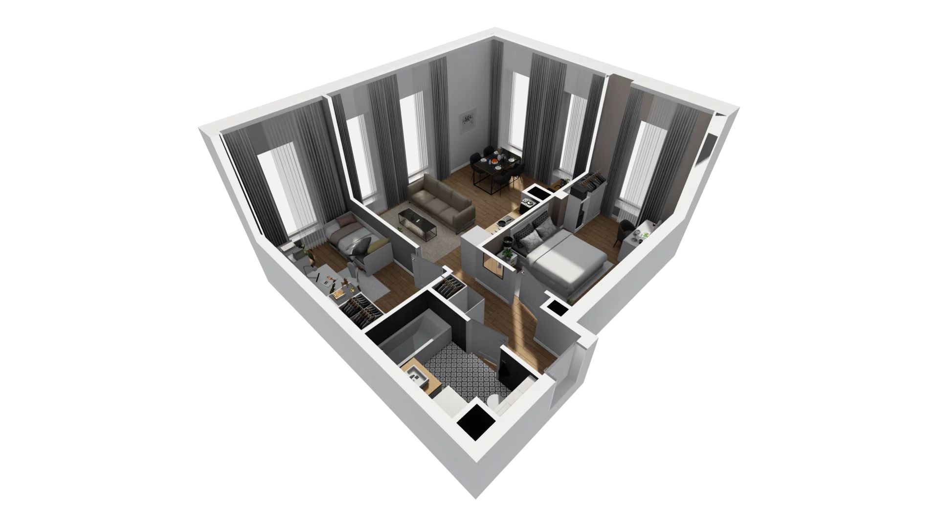 3 pokoje, mieszkanie 53,46 m², parter, oferta nr A/62, Esencja, Gdańsk, Śródmieście, Dolne Miasto, ul. Kamienna Grobla / Jałmużnicza