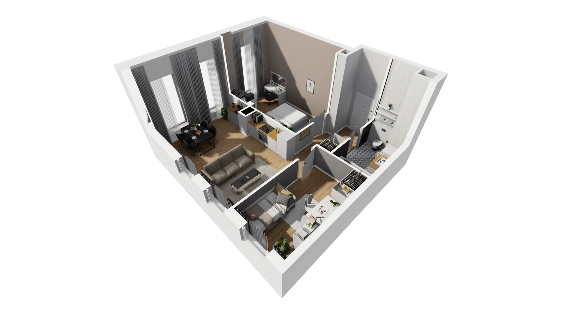 3 pokoje, mieszkanie 53,46 m², parter, oferta nr A/62, Esencja, Gdańsk, Śródmieście, Dolne Miasto, ul. Kamienna Grobla / Jałmużnicza