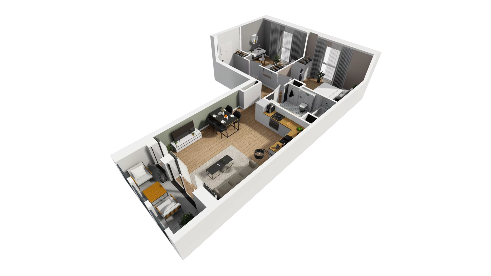 3 pokoje, mieszkanie 58,43 m², piętro 2, oferta nr A/76, Esencja, Gdańsk, Śródmieście, Dolne Miasto, ul. Kamienna Grobla / Jałmużnicza