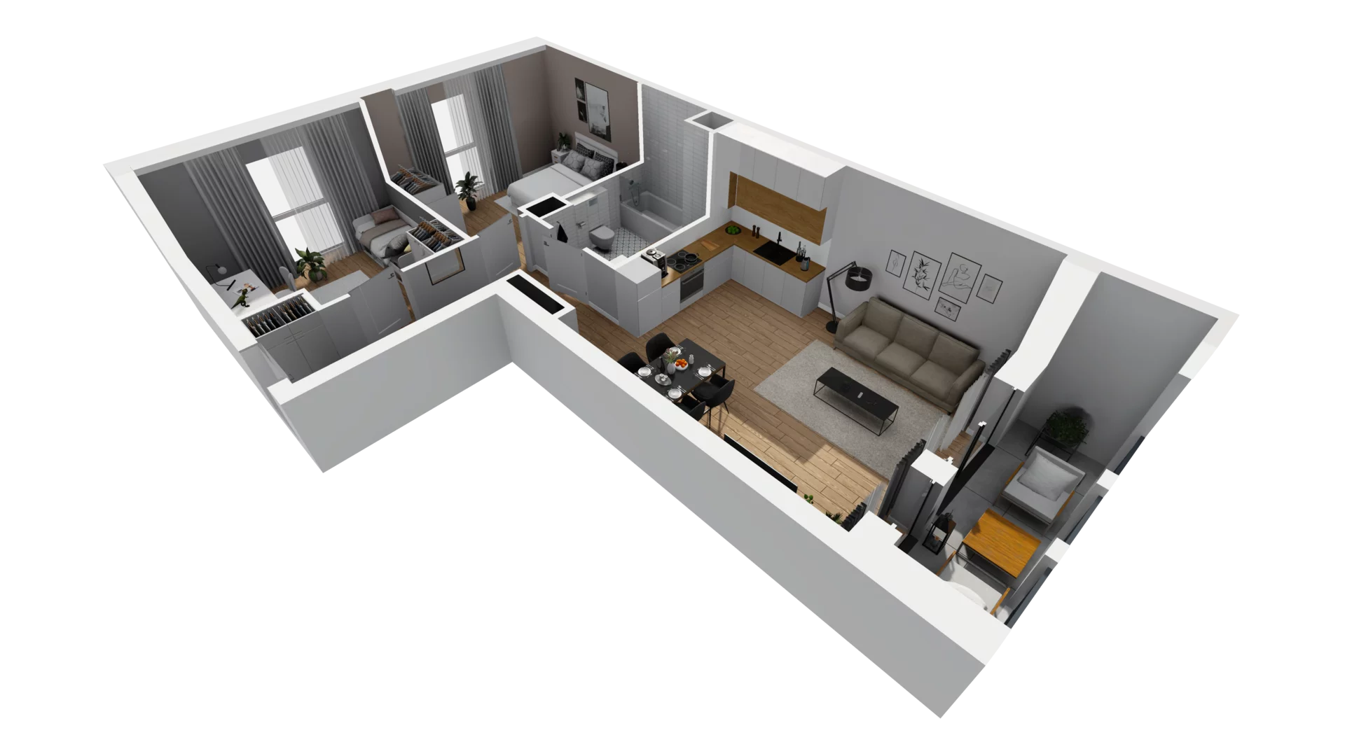 3 pokoje, mieszkanie 58,43 m², piętro 2, oferta nr A/76, Esencja, Gdańsk, Śródmieście, Dolne Miasto, ul. Kamienna Grobla / Jałmużnicza