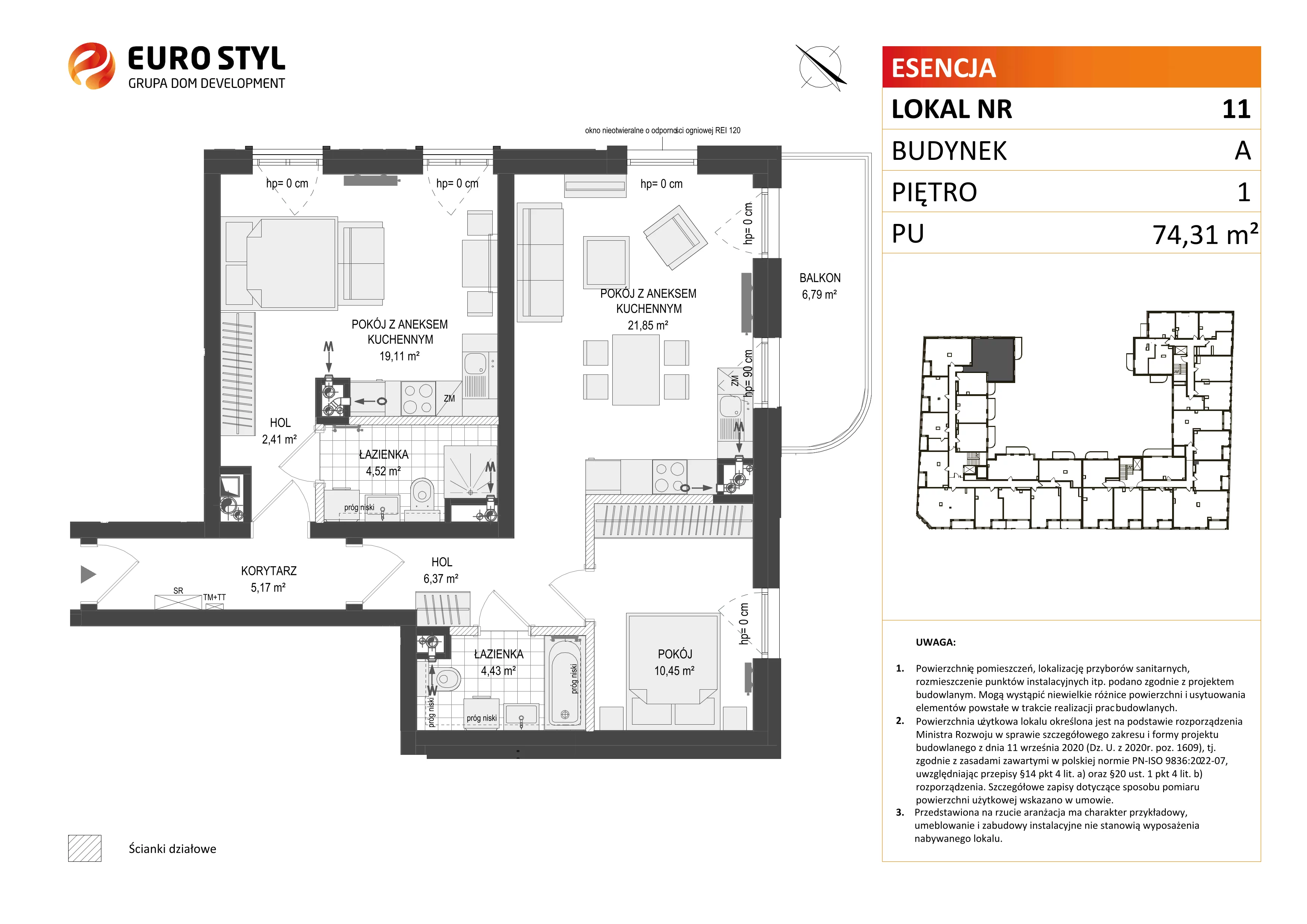 3 pokoje, mieszkanie 74,31 m², piętro 1, oferta nr A/11, Esencja, Gdańsk, Śródmieście, Dolne Miasto, ul. Kamienna Grobla / Jałmużnicza