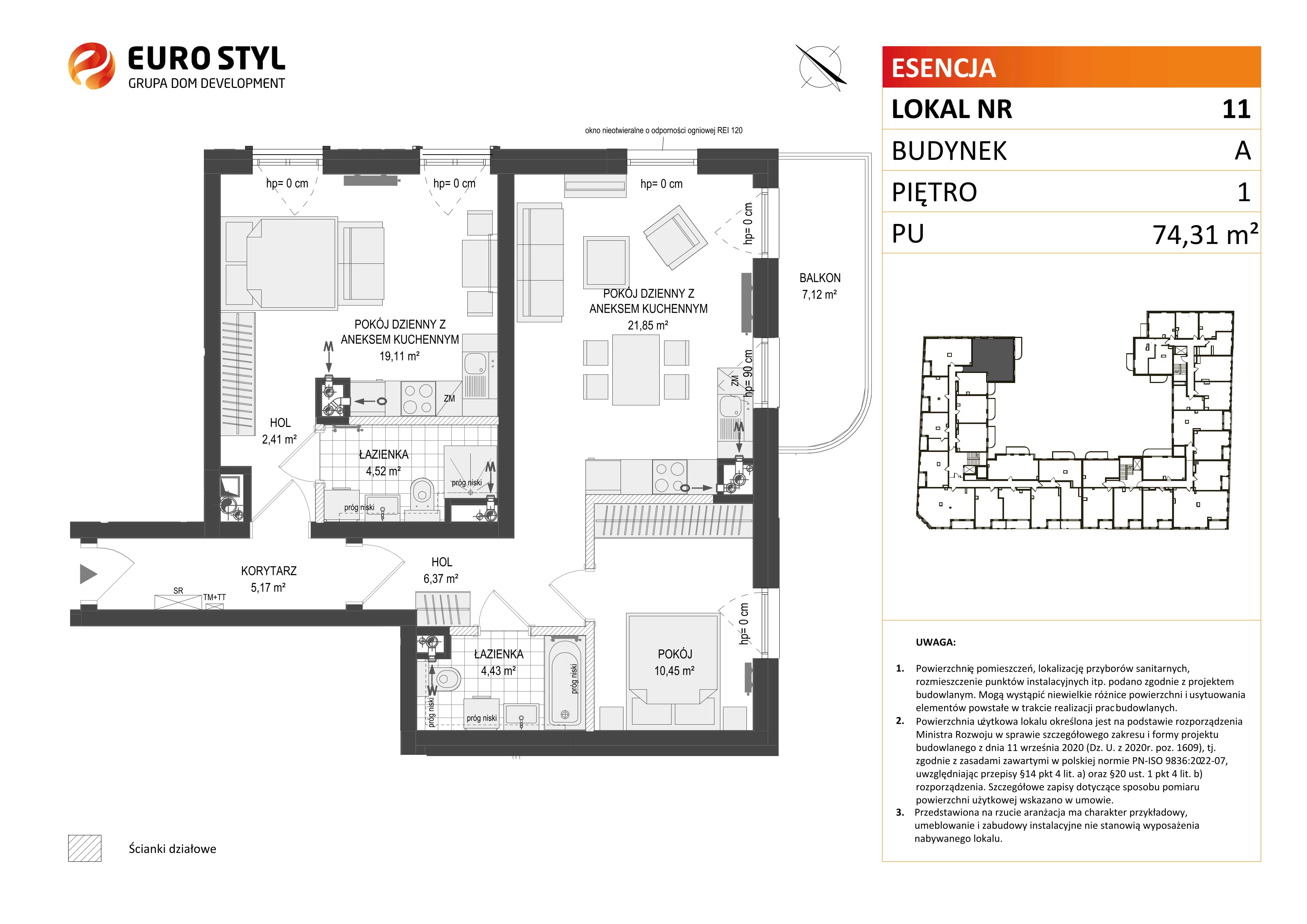 3 pokoje, mieszkanie 74,31 m², piętro 1, oferta nr A/11, Esencja, Gdańsk, Śródmieście, Dolne Miasto, ul. Kamienna Grobla / Jałmużnicza