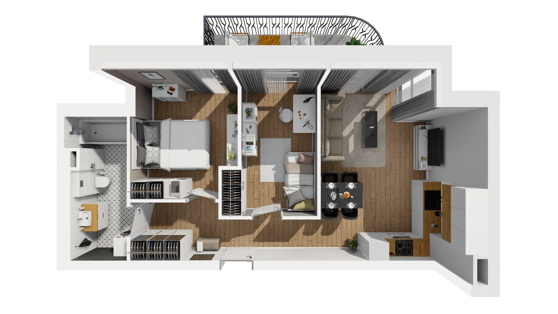 3 pokoje, mieszkanie 54,42 m², piętro 1, oferta nr A/1, Esencja, Gdańsk, Śródmieście, Dolne Miasto, ul. Kamienna Grobla / Jałmużnicza