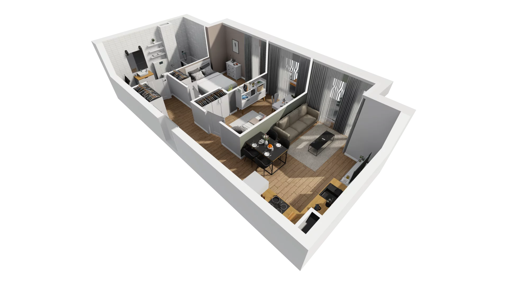 3 pokoje, mieszkanie 54,42 m², piętro 1, oferta nr A/1, Esencja, Gdańsk, Śródmieście, Dolne Miasto, ul. Kamienna Grobla / Jałmużnicza