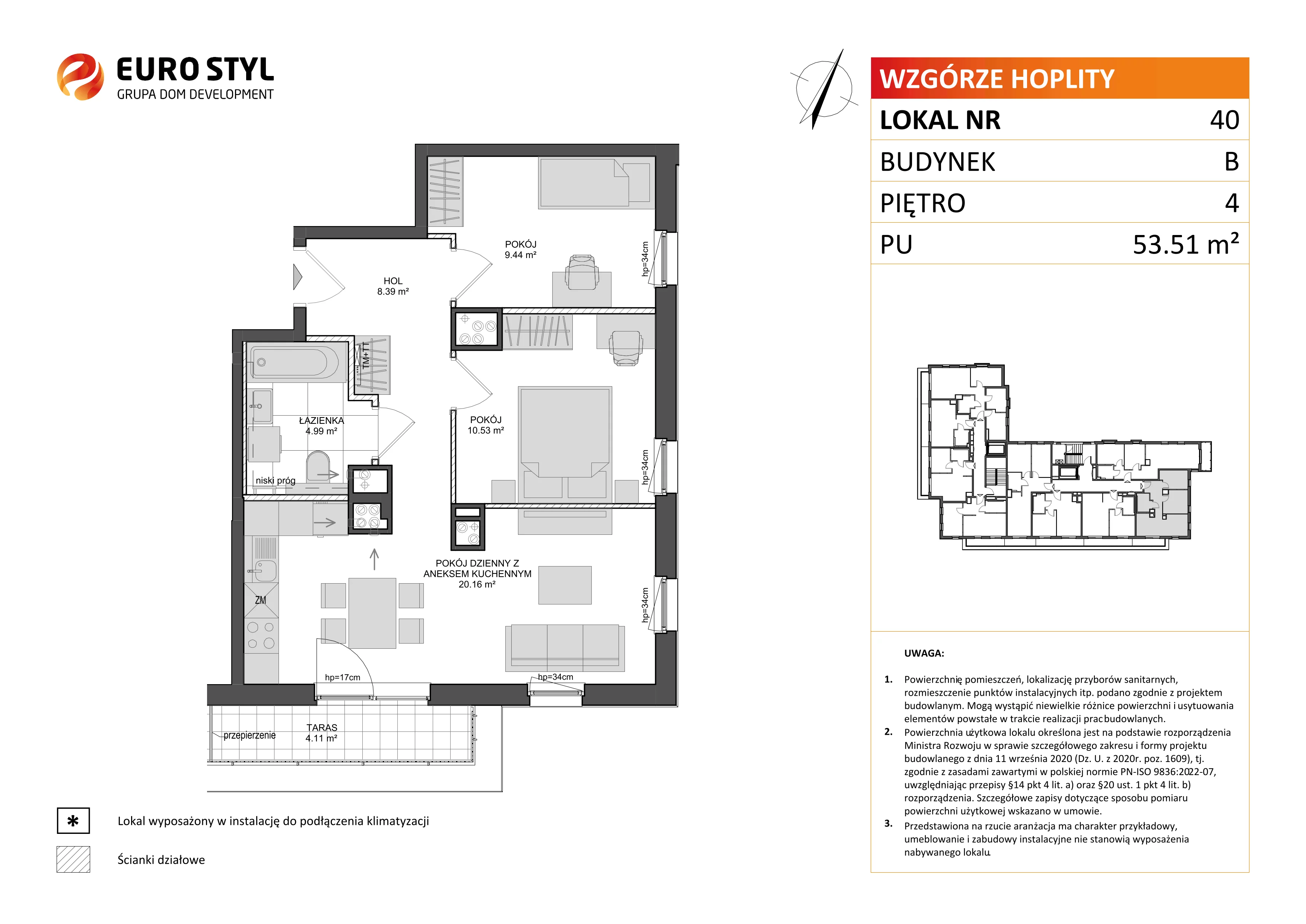 Mieszkanie 53,51 m², piętro 4, oferta nr B/40, Wzgórze Hoplity etap II, Gdańsk, Ujeścisko-Łostowice, Ujeścisko, ul. Kartuska