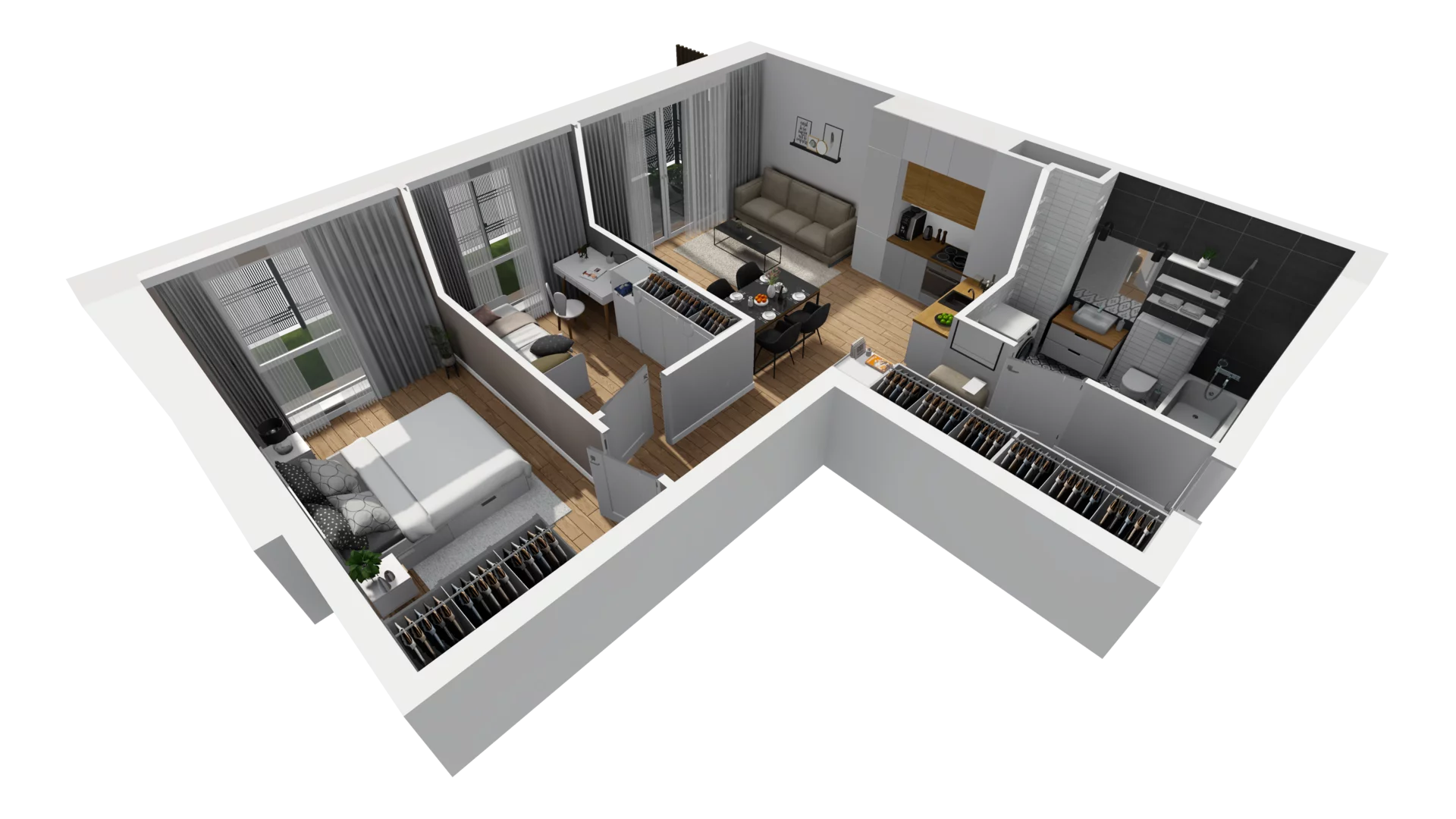3 pokoje, mieszkanie 54,62 m², parter, oferta nr E/1, Osiedle Synteza bud. E, F, Gdańsk, Piecki-Migowo, Morena, ul. Lema