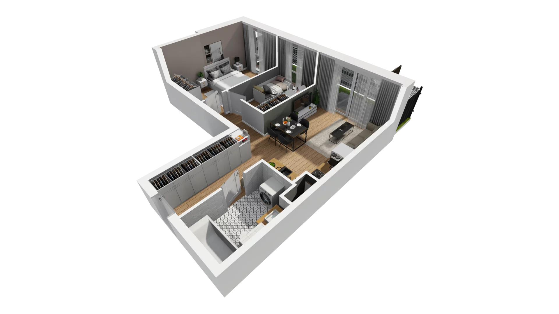 3 pokoje, mieszkanie 54,62 m², parter, oferta nr E/1, Osiedle Synteza bud. E, F, Gdańsk, Piecki-Migowo, Morena, ul. Lema
