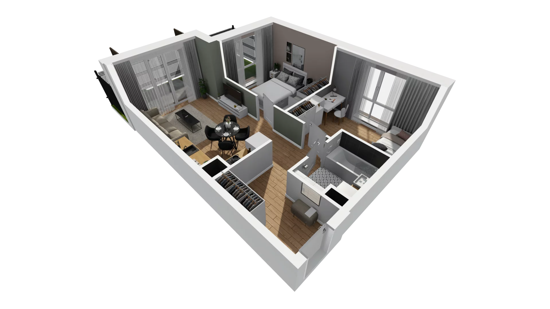 3 pokoje, mieszkanie 48,25 m², parter, oferta nr E/3, Osiedle Synteza bud. E, F, Gdańsk, Piecki-Migowo, Morena, ul. Lema