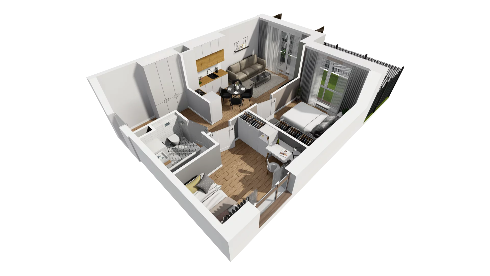 3 pokoje, mieszkanie 48,25 m², parter, oferta nr E/3, Osiedle Synteza bud. E, F, Gdańsk, Piecki-Migowo, Morena, ul. Lema