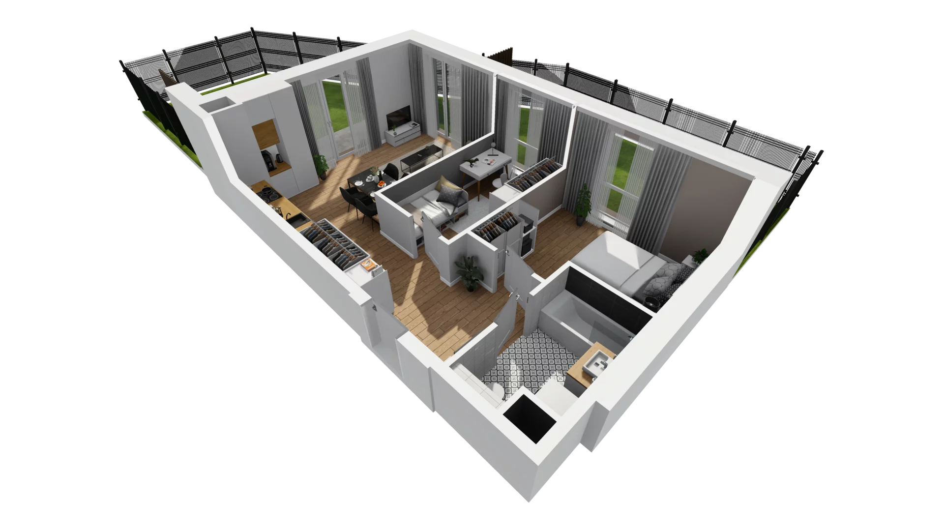 3 pokoje, mieszkanie 50,57 m², parter, oferta nr E/10, Osiedle Synteza bud. E, F, Gdańsk, Piecki-Migowo, Morena, ul. Lema