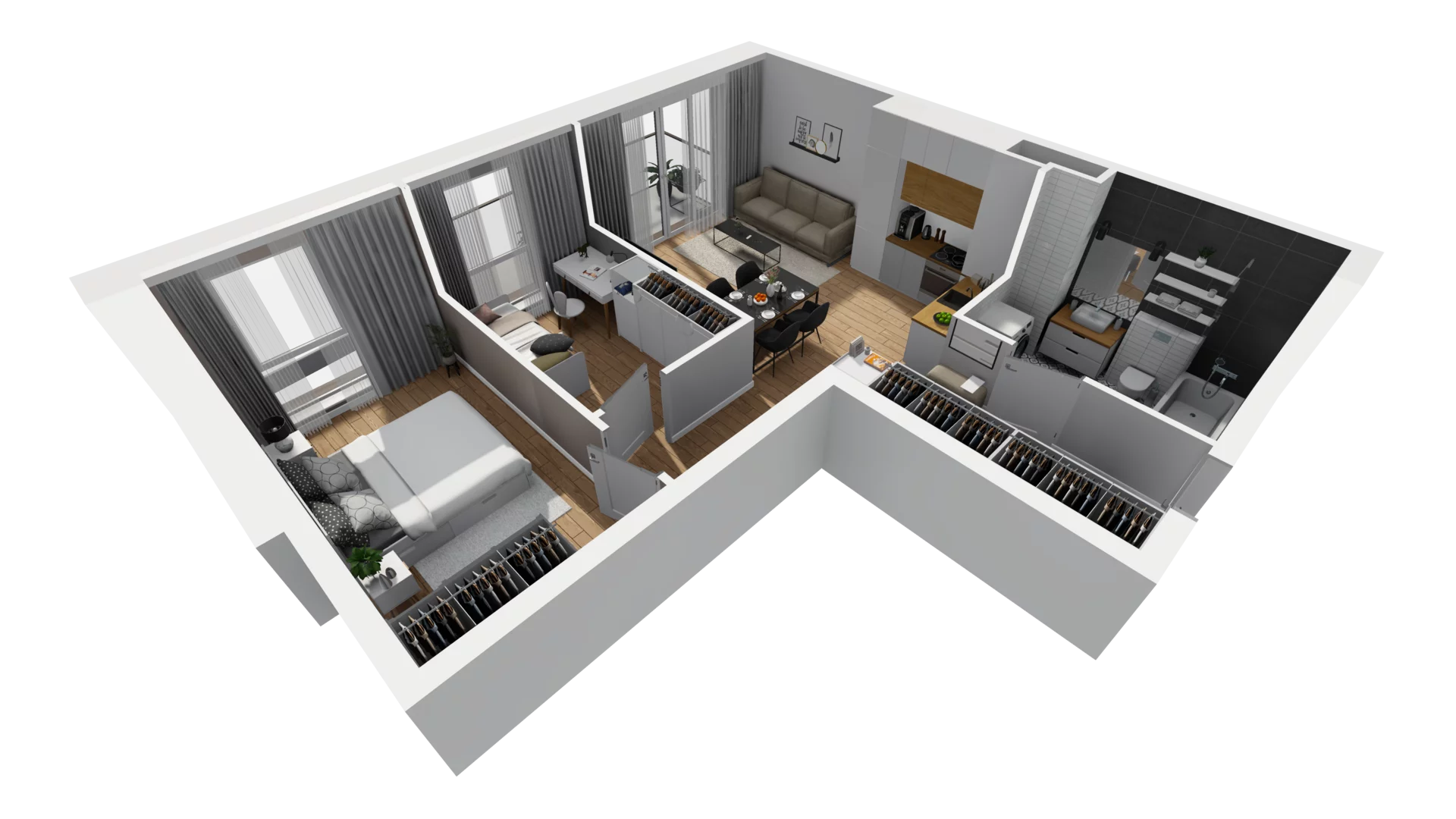 3 pokoje, mieszkanie 54,62 m², piętro 1, oferta nr E/12, Osiedle Synteza bud. E, F, Gdańsk, Piecki-Migowo, Morena, ul. Lema