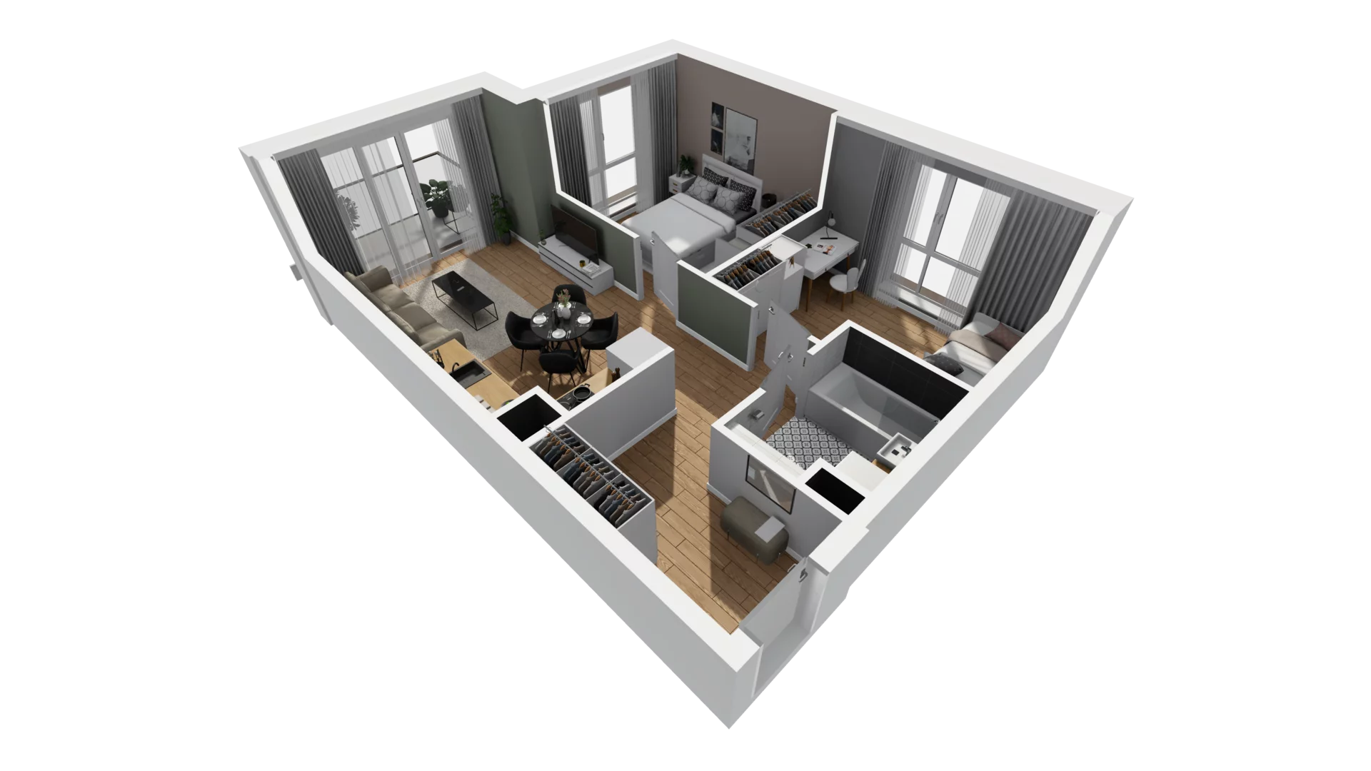 3 pokoje, mieszkanie 48,26 m², piętro 1, oferta nr E/14, Osiedle Synteza bud. E, F, Gdańsk, Piecki-Migowo, Morena, ul. Lema