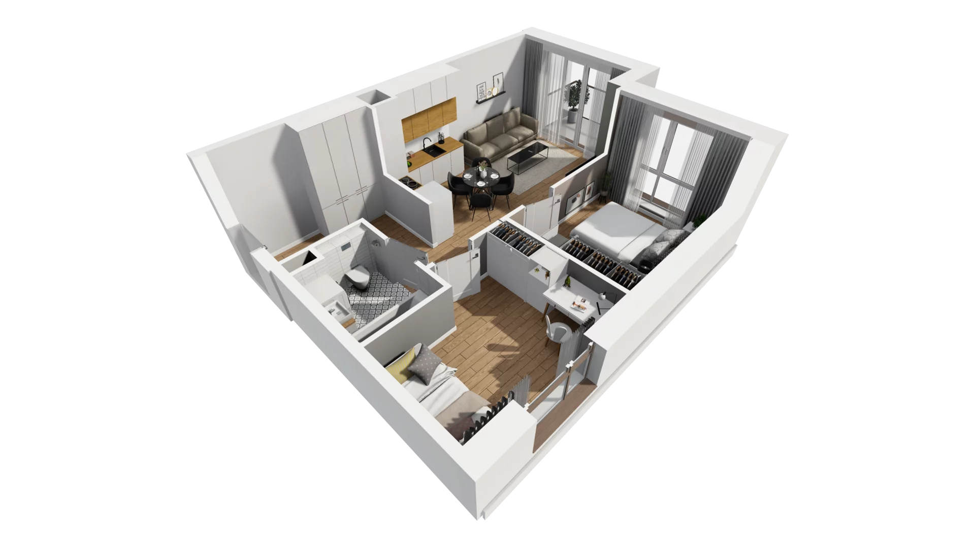 3 pokoje, mieszkanie 48,26 m², piętro 1, oferta nr E/14, Osiedle Synteza bud. E, F, Gdańsk, Piecki-Migowo, Morena, ul. Lema