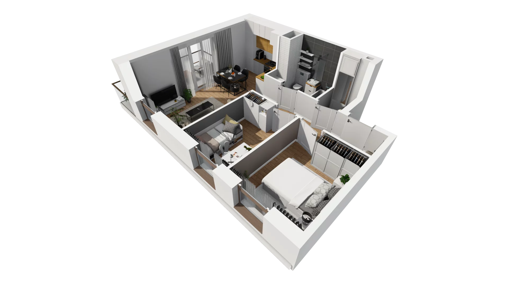 3 pokoje, mieszkanie 47,02 m², piętro 1, oferta nr E/15, Osiedle Synteza bud. E, F, Gdańsk, Piecki-Migowo, Morena, ul. Lema