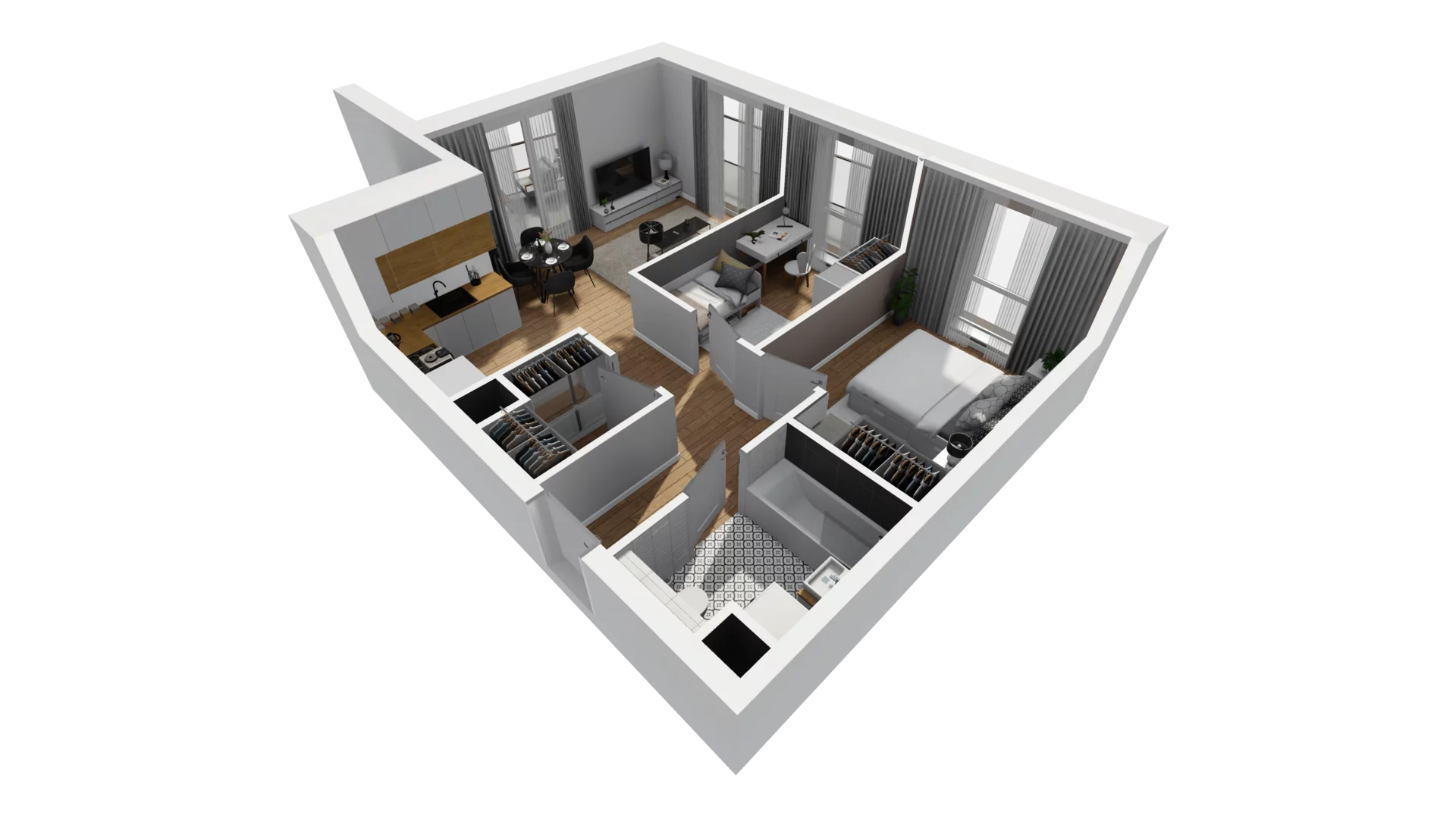 3 pokoje, mieszkanie 54,71 m², piętro 1, oferta nr E/22, Osiedle Synteza bud. E, F, Gdańsk, Piecki-Migowo, Morena, ul. Lema