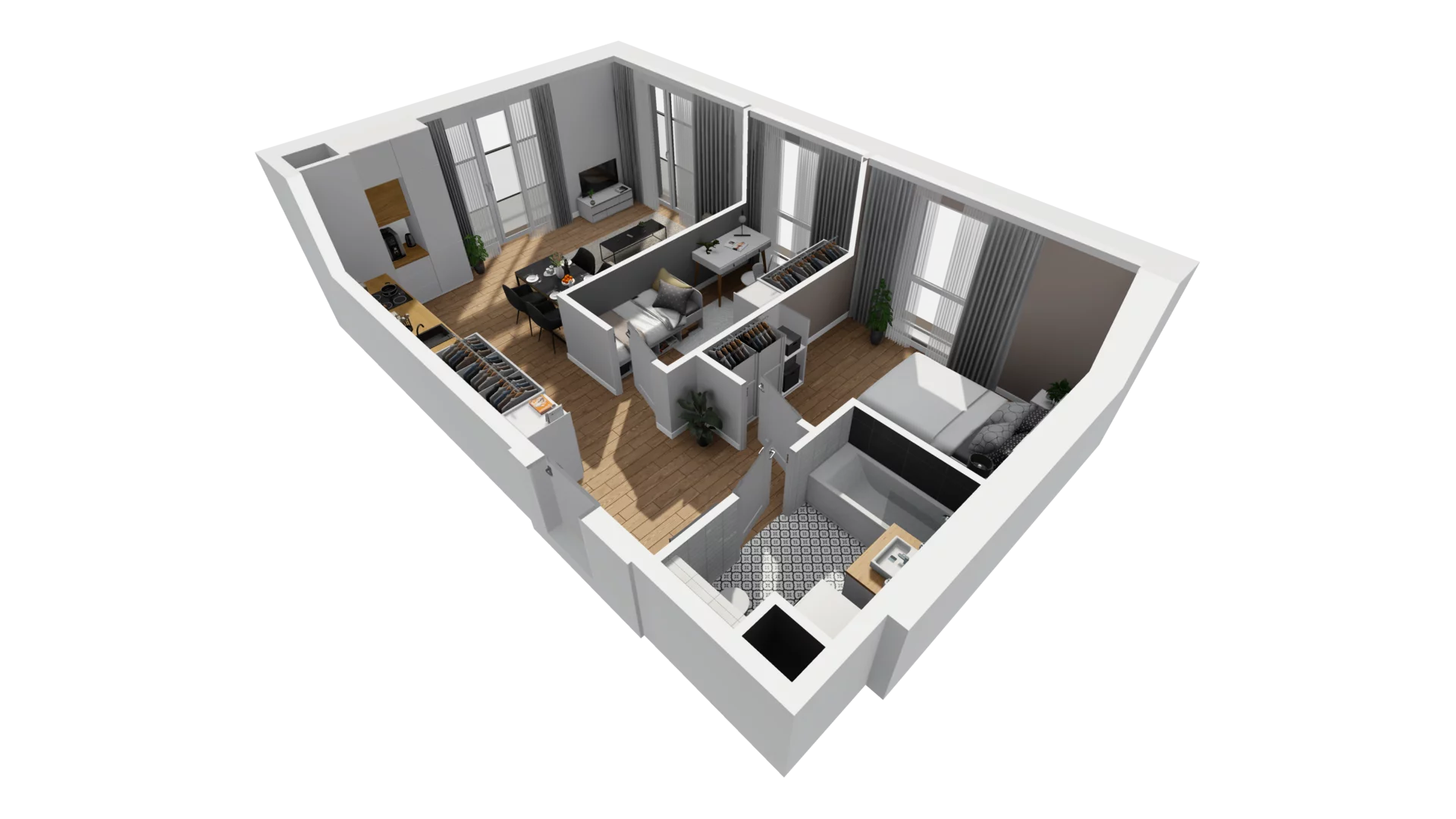 3 pokoje, mieszkanie 50,57 m², piętro 2, oferta nr E/33, Osiedle Synteza bud. E, F, Gdańsk, Piecki-Migowo, Morena, ul. Lema