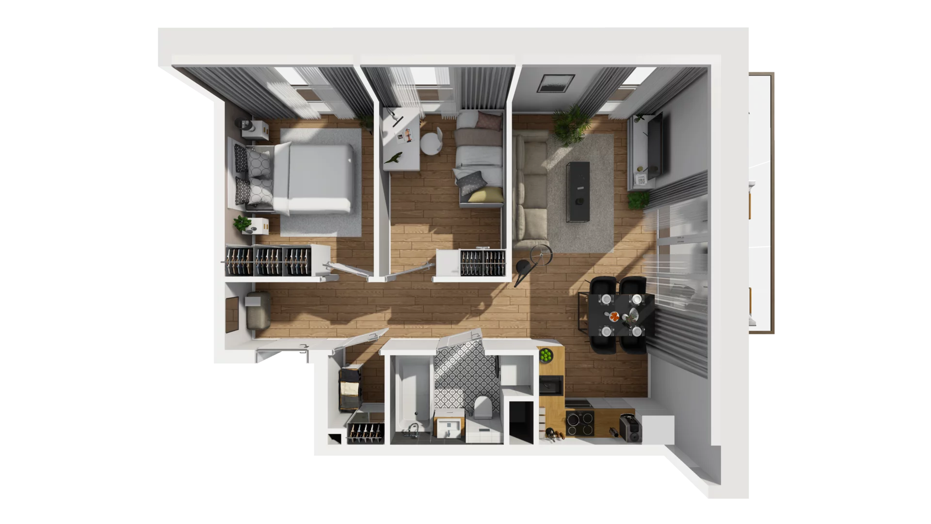 3 pokoje, mieszkanie 47,02 m², piętro 3, oferta nr E/39, Osiedle Synteza bud. E, F, Gdańsk, Piecki-Migowo, Morena, ul. Lema