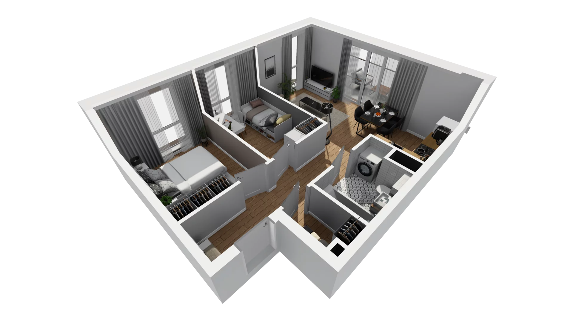 3 pokoje, mieszkanie 47,02 m², piętro 3, oferta nr E/39, Osiedle Synteza bud. E, F, Gdańsk, Piecki-Migowo, Morena, ul. Lema
