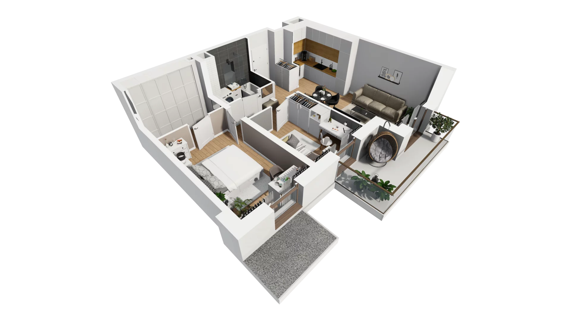 3 pokoje, mieszkanie 54,71 m², piętro 5, oferta nr E/66, Osiedle Synteza bud. E, F, Gdańsk, Piecki-Migowo, Morena, ul. Lema