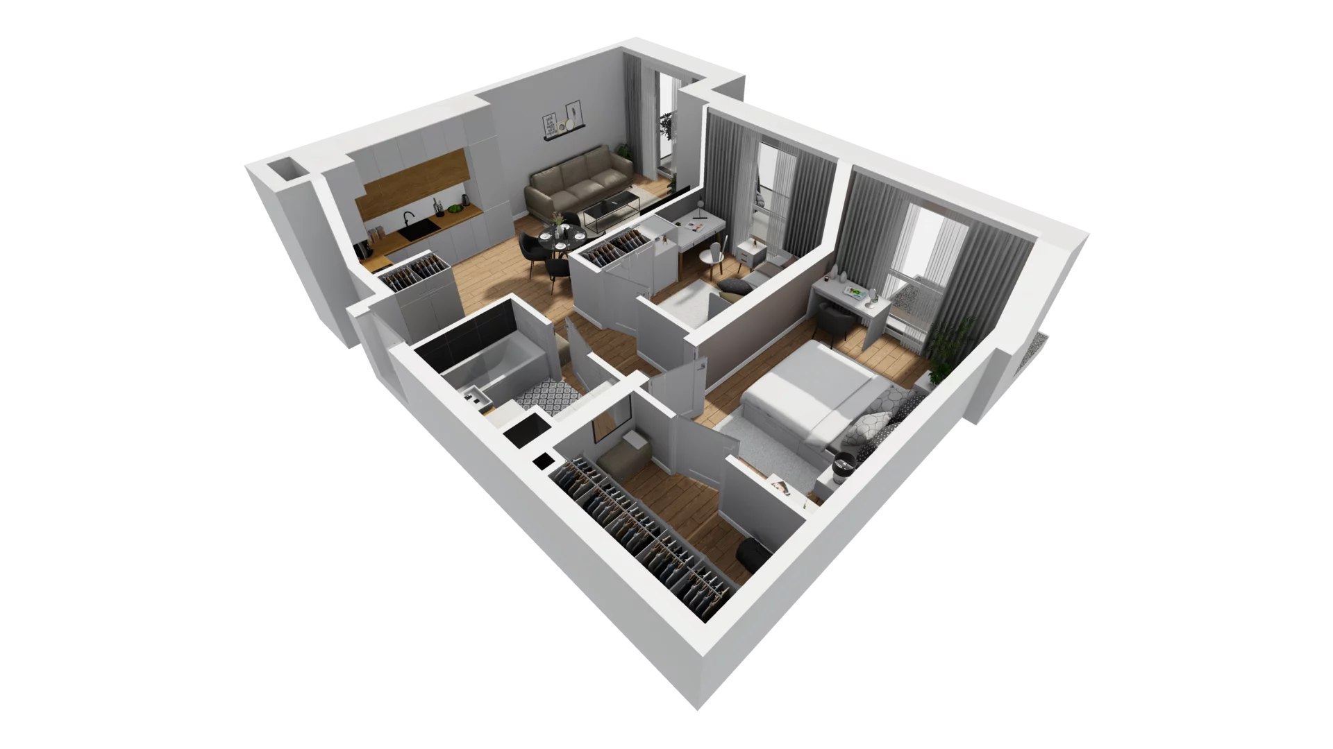 3 pokoje, mieszkanie 54,71 m², piętro 5, oferta nr E/66, Osiedle Synteza bud. E, F, Gdańsk, Piecki-Migowo, Morena, ul. Lema