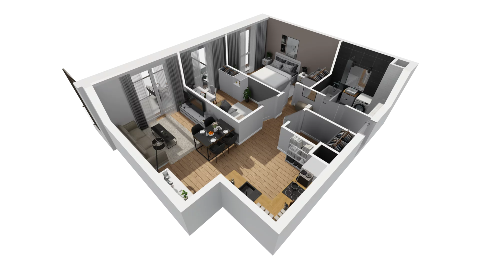 3 pokoje, mieszkanie 54,66 m², piętro 5, oferta nr E/68, Osiedle Synteza bud. E, F, Gdańsk, Piecki-Migowo, Morena, ul. Lema