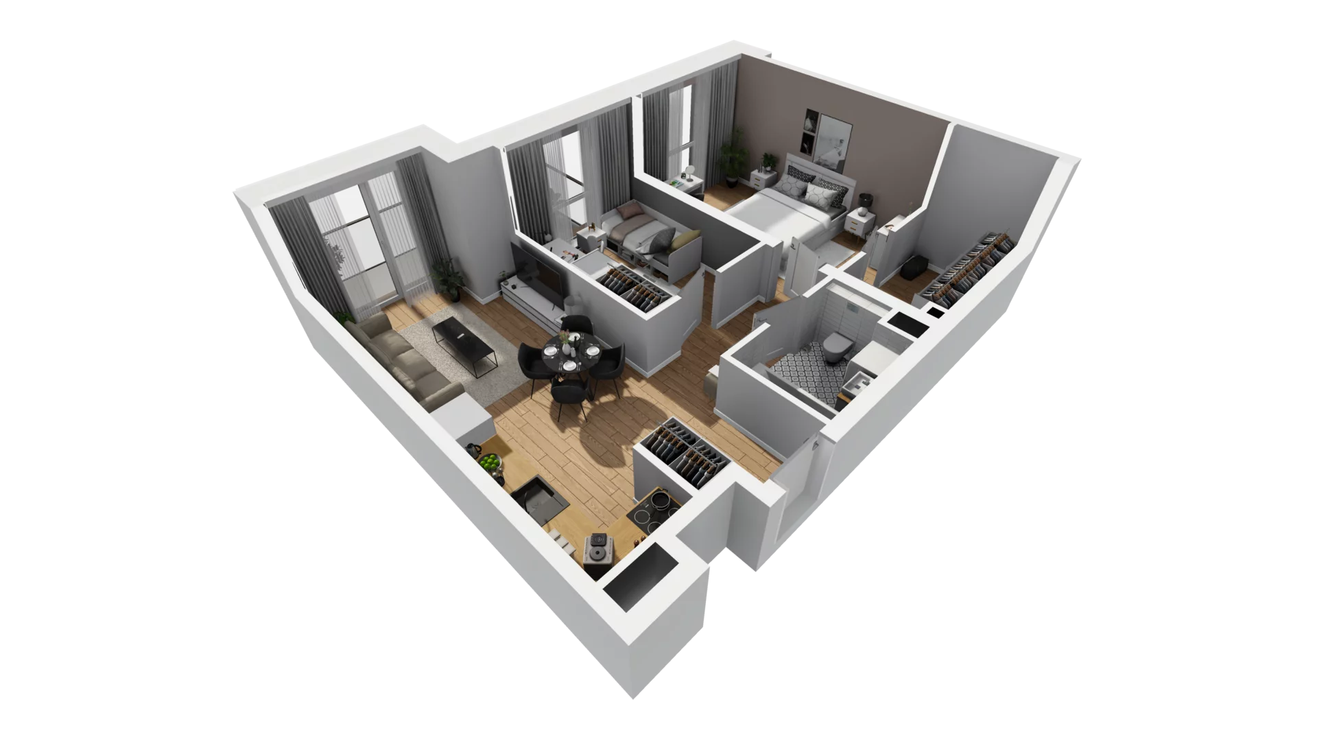 3 pokoje, mieszkanie 55,26 m², piętro 6, oferta nr E/76, Osiedle Synteza bud. E, F, Gdańsk, Piecki-Migowo, Morena, ul. Lema