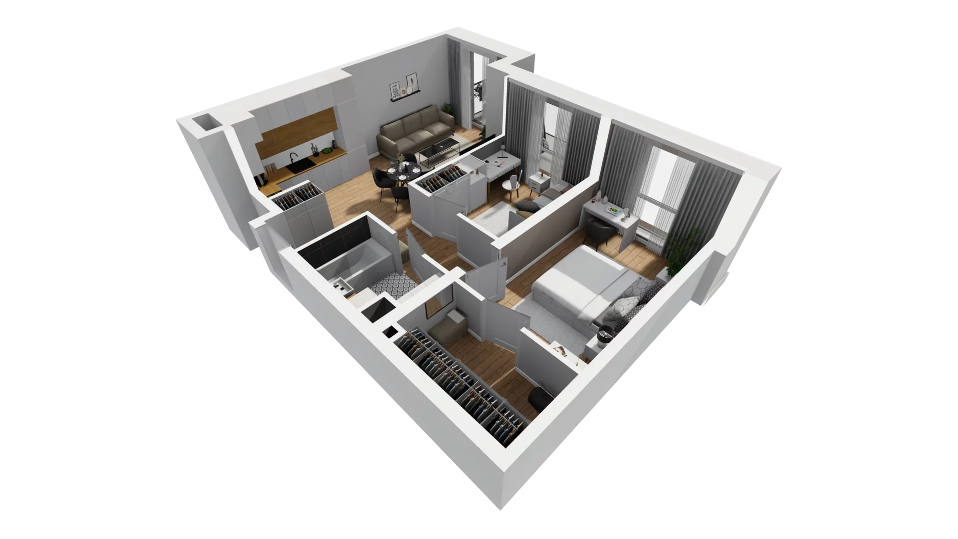3 pokoje, mieszkanie 55,26 m², piętro 6, oferta nr E/76, Osiedle Synteza bud. E, F, Gdańsk, Piecki-Migowo, Morena, ul. Lema