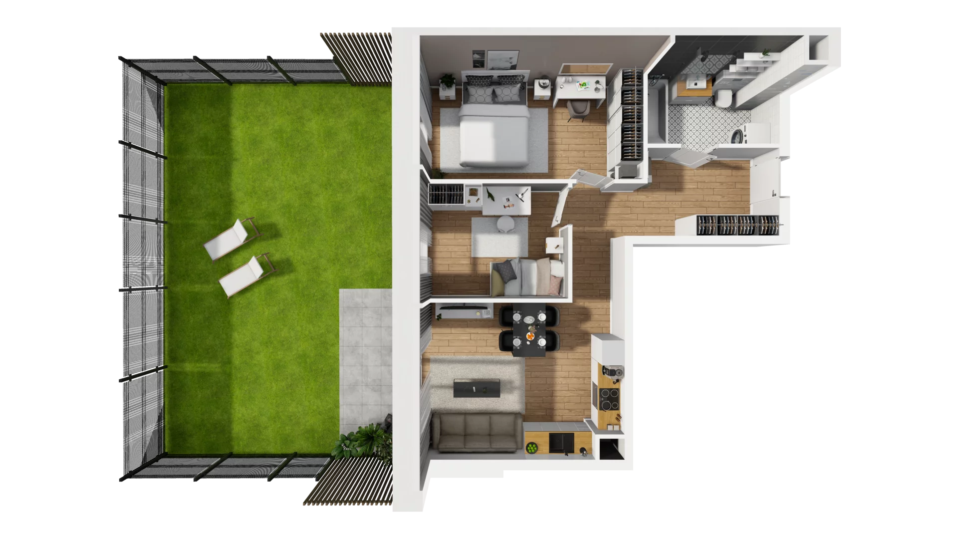 3 pokoje, mieszkanie 56,11 m², parter, oferta nr F/1, Osiedle Synteza bud. E, F, Gdańsk, Piecki-Migowo, Morena, ul. Lema