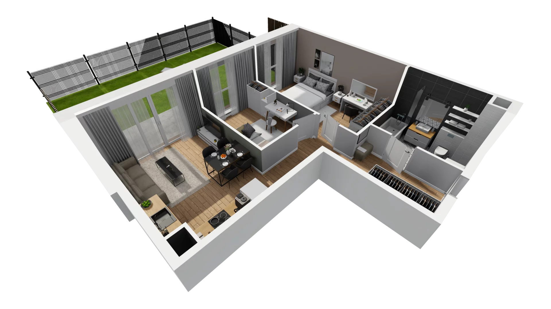 3 pokoje, mieszkanie 56,11 m², parter, oferta nr F/1, Osiedle Synteza bud. E, F, Gdańsk, Piecki-Migowo, Morena, ul. Lema