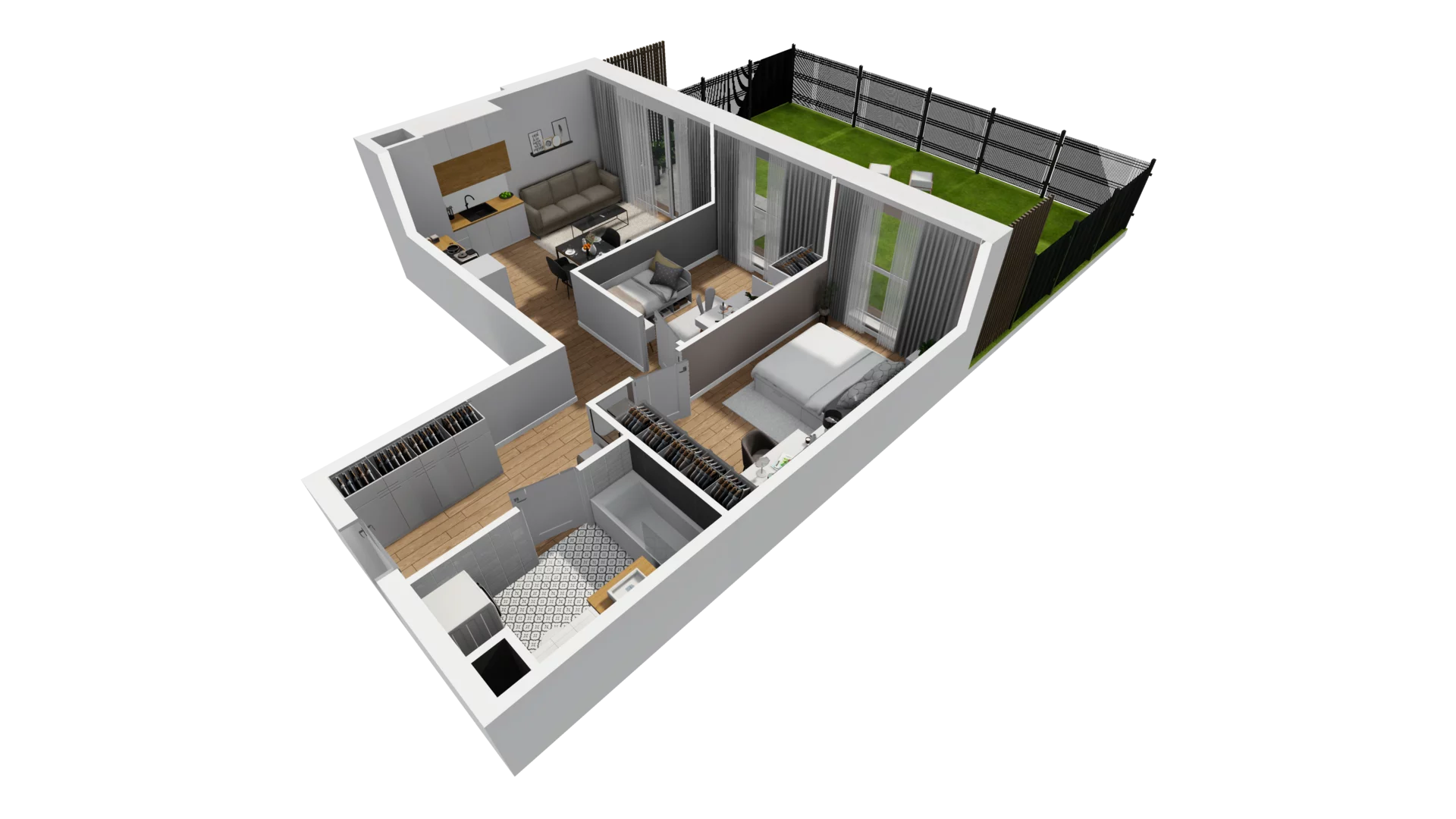 3 pokoje, mieszkanie 56,11 m², parter, oferta nr F/1, Osiedle Synteza bud. E, F, Gdańsk, Piecki-Migowo, Morena, ul. Lema