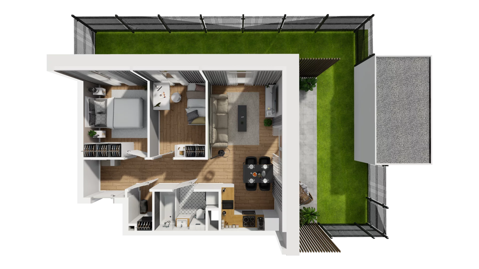 3 pokoje, mieszkanie 47,46 m², parter, oferta nr F/4, Osiedle Synteza bud. E, F, Gdańsk, Piecki-Migowo, Morena, ul. Lema