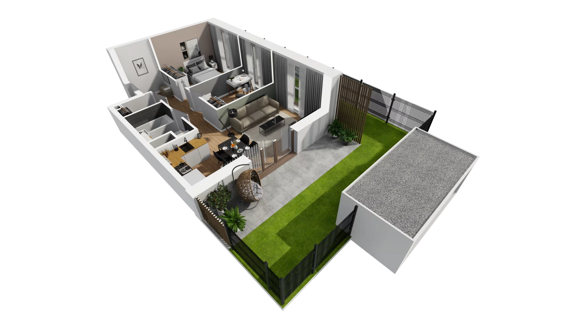3 pokoje, mieszkanie 47,46 m², parter, oferta nr F/4, Osiedle Synteza bud. E, F, Gdańsk, Piecki-Migowo, Morena, ul. Lema
