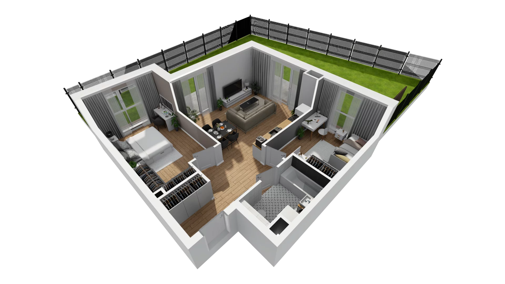 3 pokoje, mieszkanie 61,34 m², parter, oferta nr F/9, Osiedle Synteza bud. E, F, Gdańsk, Piecki-Migowo, Morena, ul. Lema