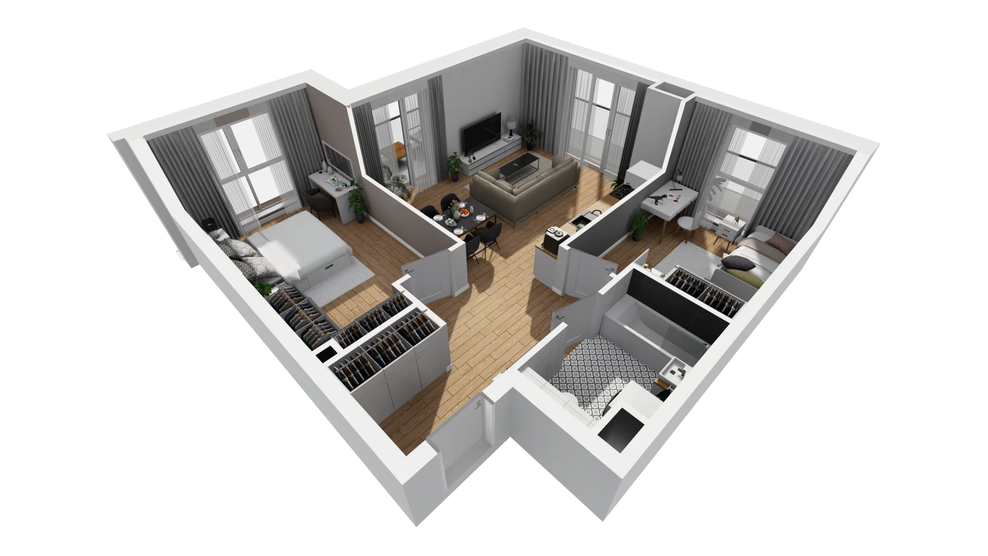 3 pokoje, mieszkanie 61,33 m², piętro 1, oferta nr F/20, Osiedle Synteza bud. E, F, Gdańsk, Piecki-Migowo, Morena, ul. Lema