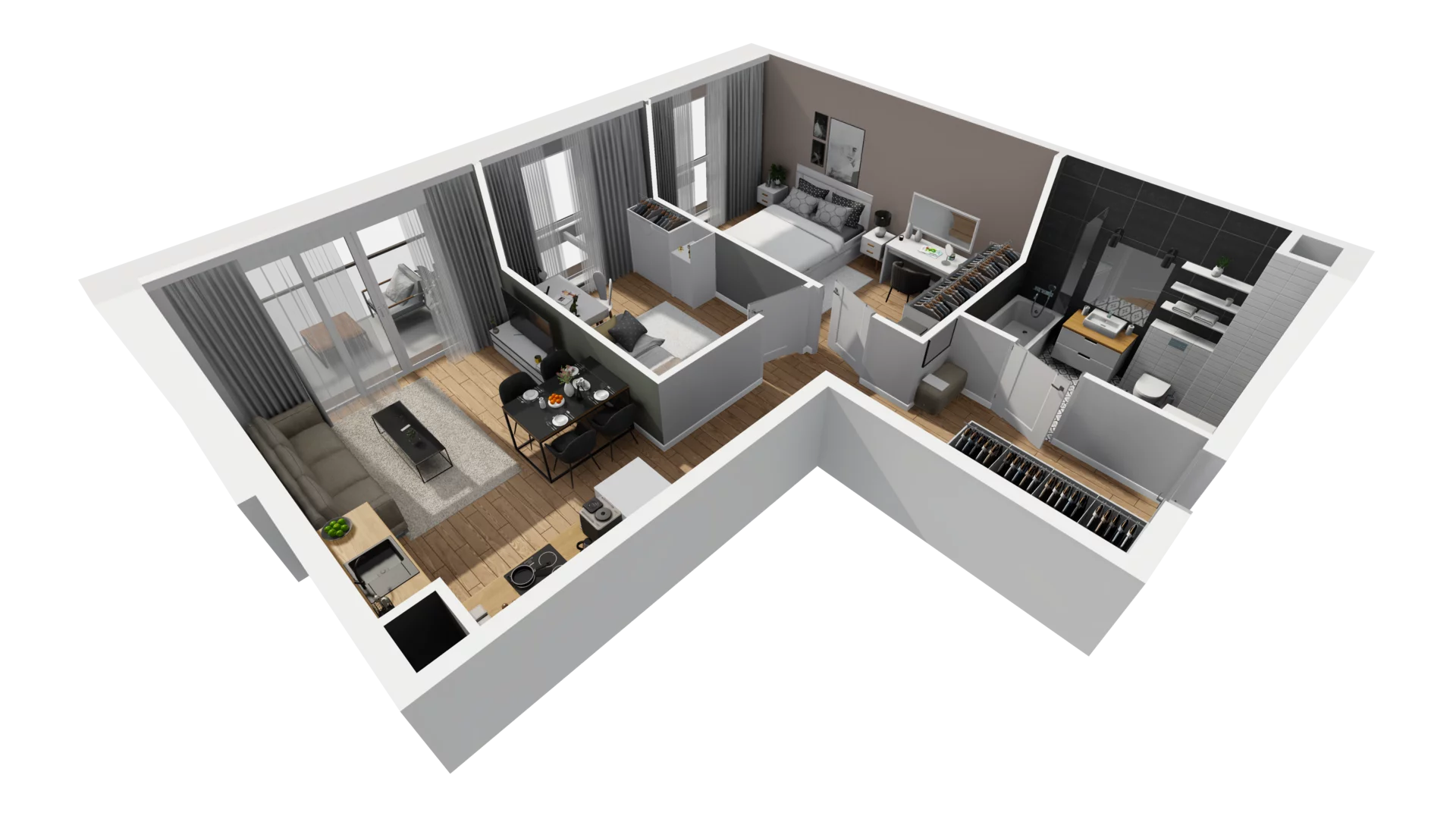 3 pokoje, mieszkanie 56,11 m², piętro 5, oferta nr F/55, Osiedle Synteza bud. E, F, Gdańsk, Piecki-Migowo, Morena, ul. Lema